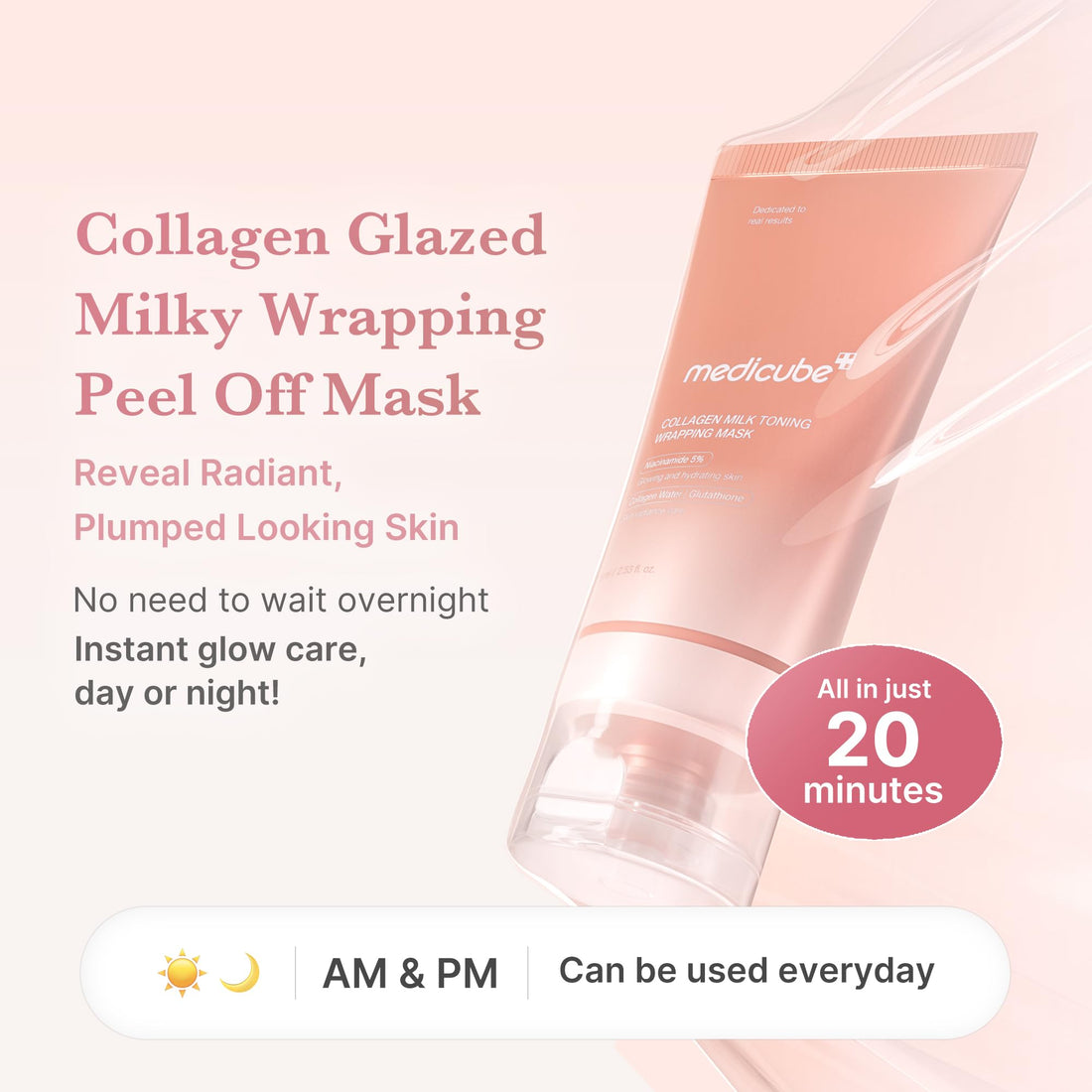 medicube Wrapping Mask Collagen Overnight Peel Off Facial Mask | Elasticity & Hydration Care, Reduces Sagging & Dullness | Hydrolyzed Collagen For Glowing Skin | Korean Skin Care, 2.53 fl.oz Halalzen