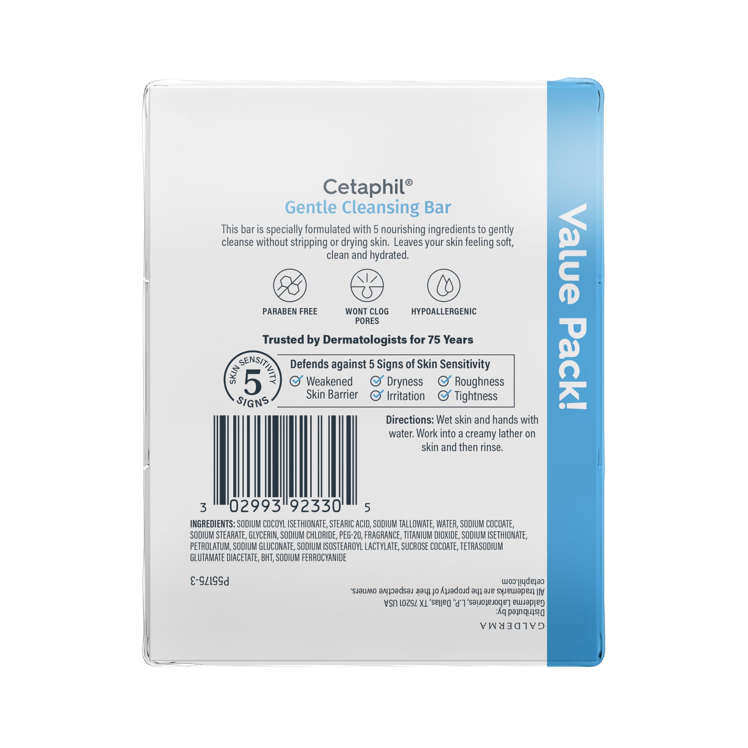 Cetaphil Gentle Cleansing Face and Body Bar, 4.5 oz Bar (Pack of 6), Nourishing Cleanser Bar For Dry, Sensitive Skin, Non-Comedogenic, (Packaging May Vary)
