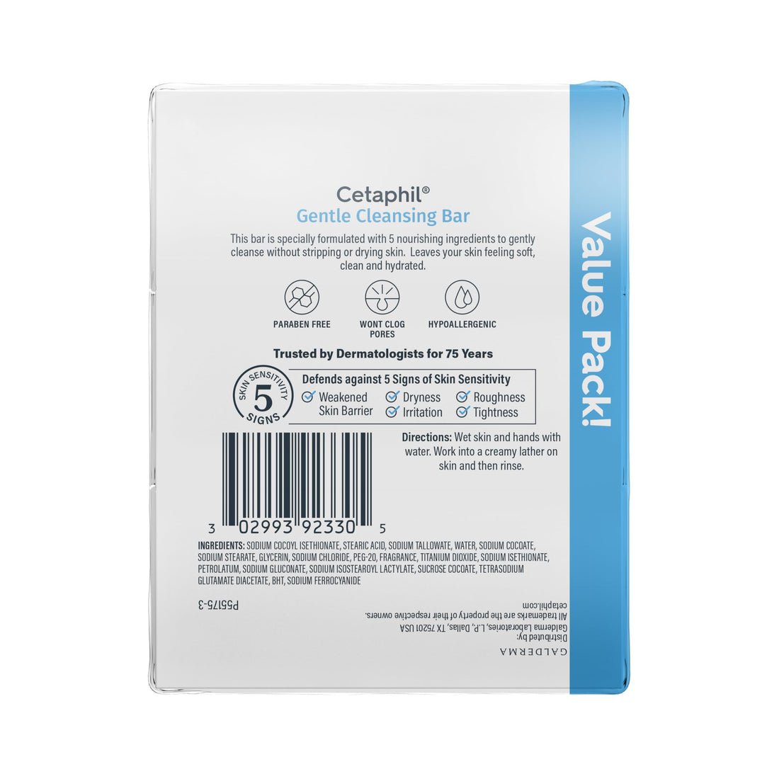Cetaphil Gentle Cleansing Face and Body Bar, 4.5 oz Bar (Pack of 6), Nourishing Cleanser Bar For Dry, Sensitive Skin, Non-Comedogenic, (Packaging May Vary)