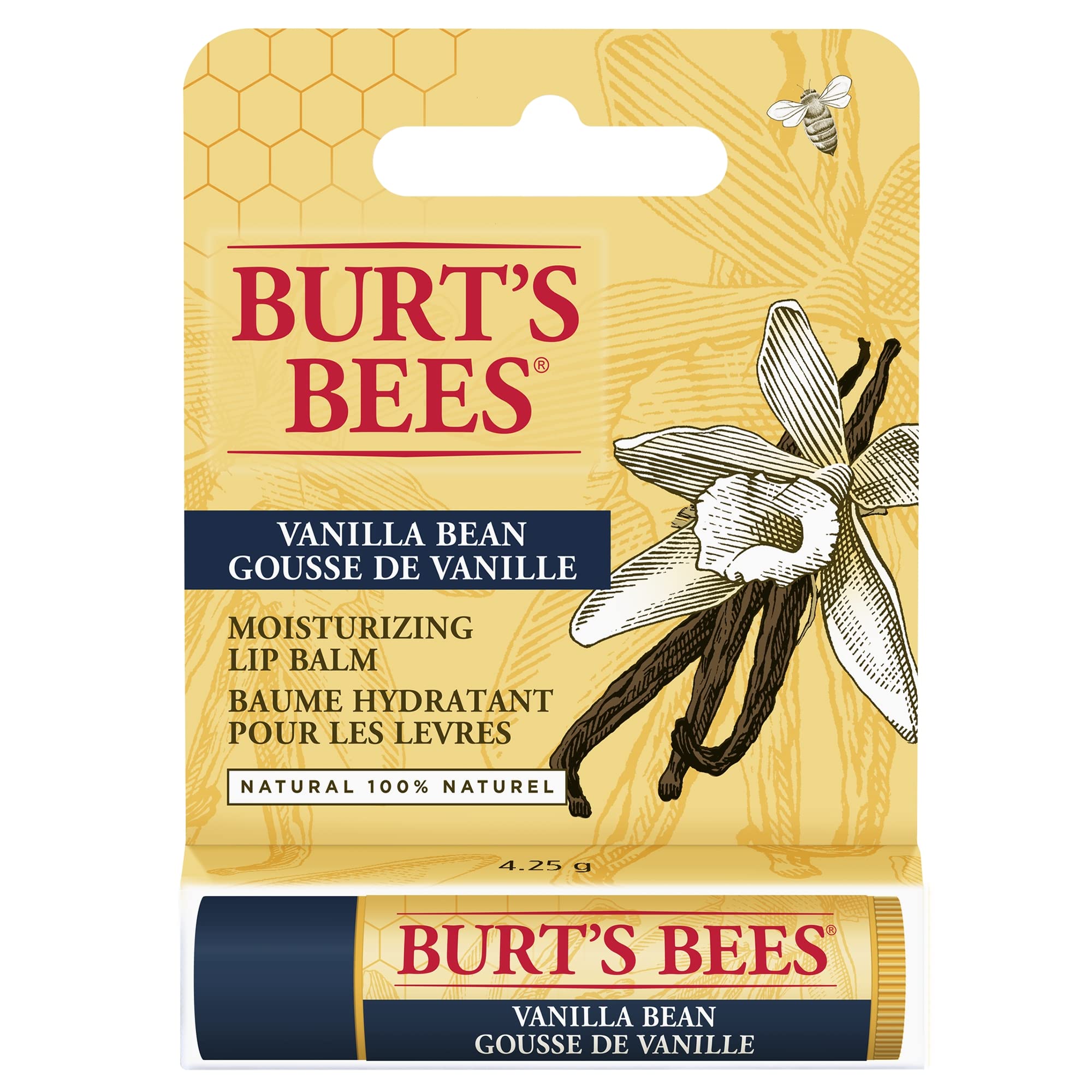 Burt's Bees Lip Balm Pomegranate, Moisturising Lip Balm With Beeswax & Vitamin E, 100% Natural Origin, 4.25g Halalzen