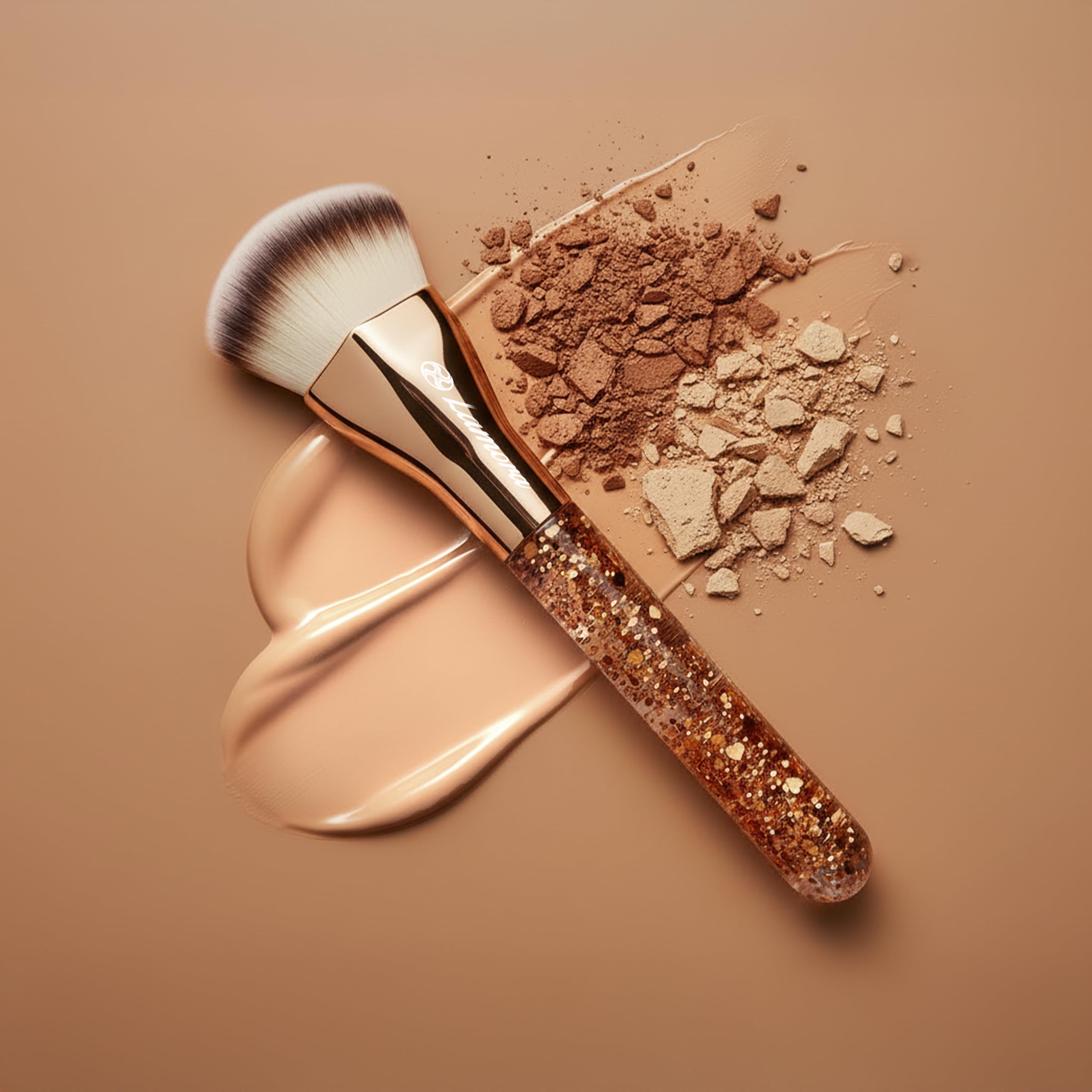 LAMORA Concealer Makeup Brush Under Eye - Angled Flat Top Kabuki Nose Contour Brush - Ideal for Concealing Blending Setting Buffing with Powder Liquid Cream Cosmetic - Small Makeup Foundation Brush Halalzen