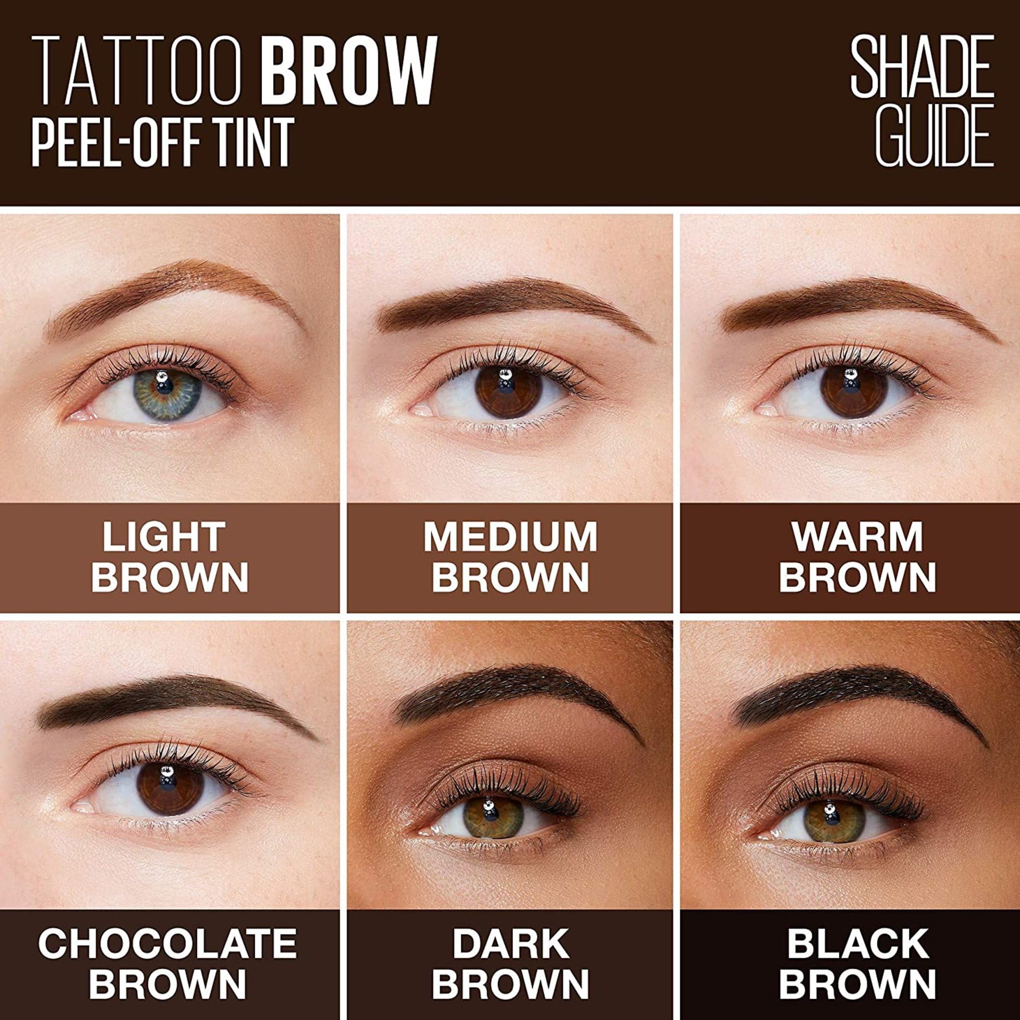 Maybelline New York Tattoo Brow Peel Off Eyebrow Gel Tint, Semi-Permanent Colour, Waterproof, Lasts up to 3 Days, Colour: Dark Brown