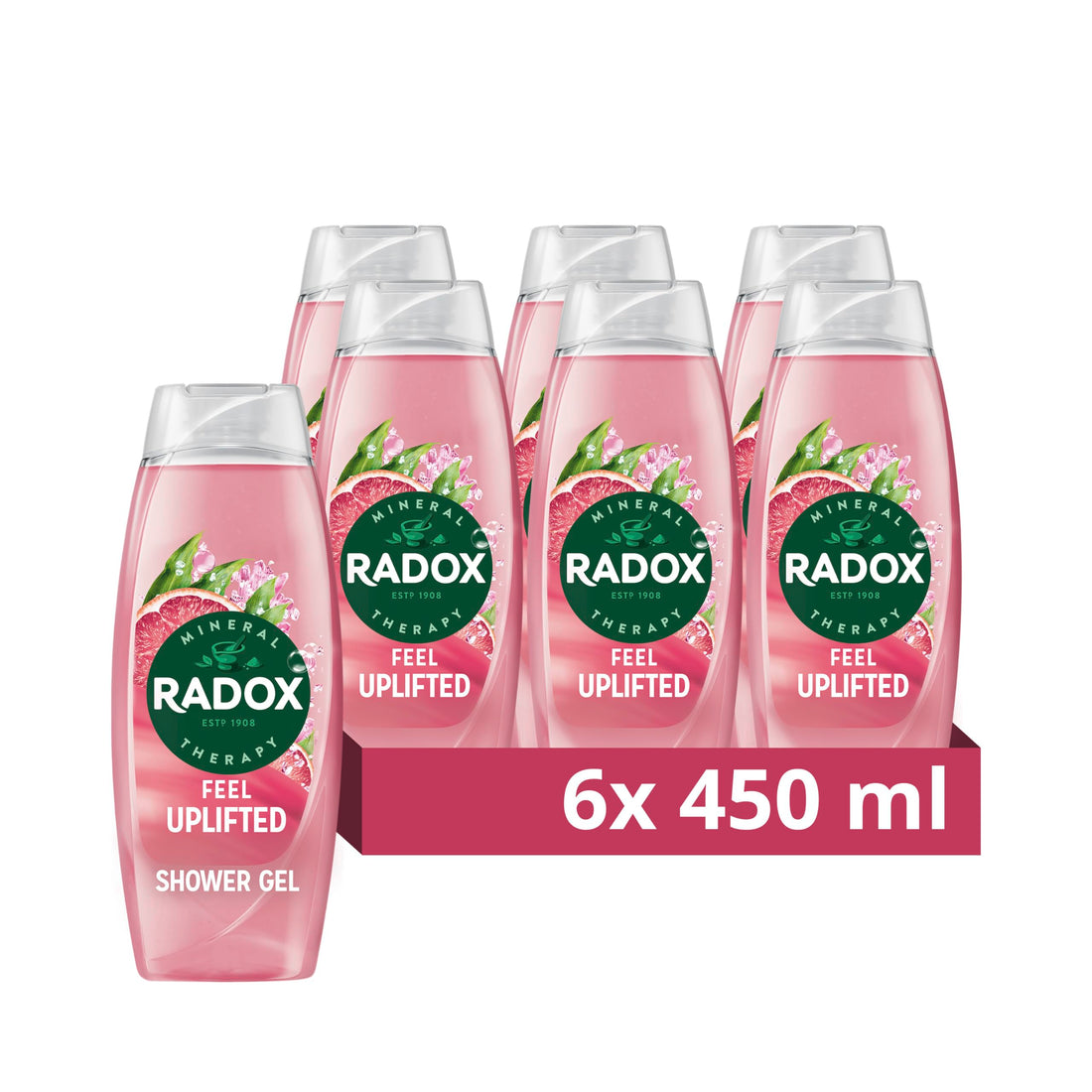 Radox Mineral Therapy Feel Uplifted Shower Gel body wash uniquely blended with minerals, herbs and a grapefruit & ginger scent for a mood-boosting experience 225 ml