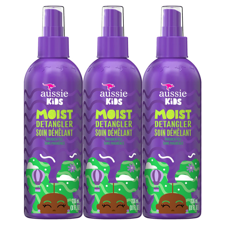 Aussie Kids Moist Detangler Spray, Sulfate & Paraben Free, Moisturizing & Tangle-Free Hair Care for Kids, Cruelty-Free, 8 Fl Oz Each, 3 Pack Halalzen