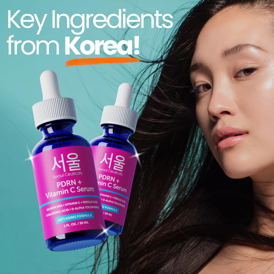 SeoulCeuticals Korean Skin Care 20% Vitamin C Hyaluronic Acid Serum + CE Ferulic Acid - Potent Anti Aging, Anti Wrinkle Korean Beauty 1oz Halalzen