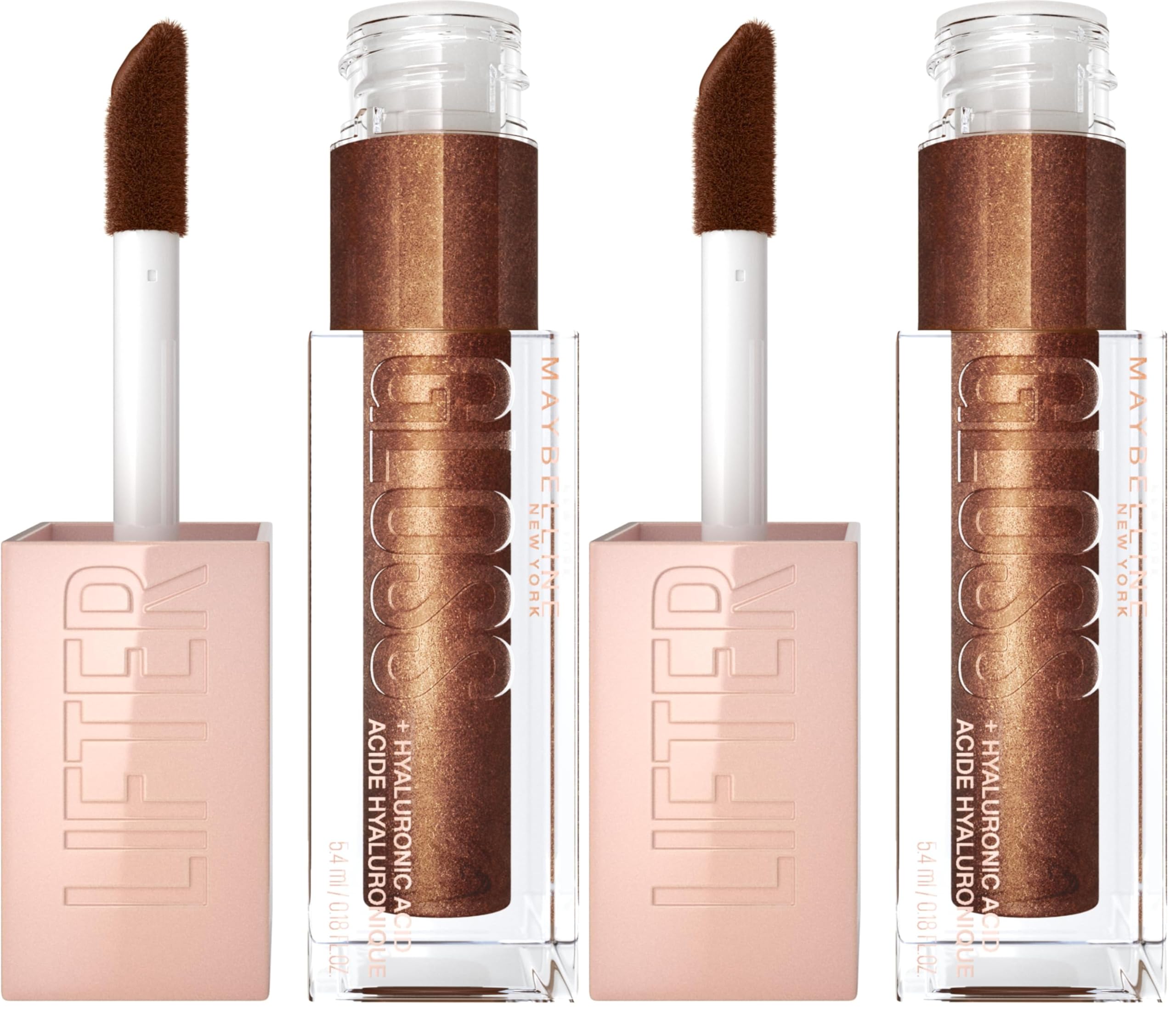 Maybelline Lifter Gloss, Hydrating Lip Gloss with Hyaluronic Acid, Ice, Pink Neutral, 0.18 Ounce