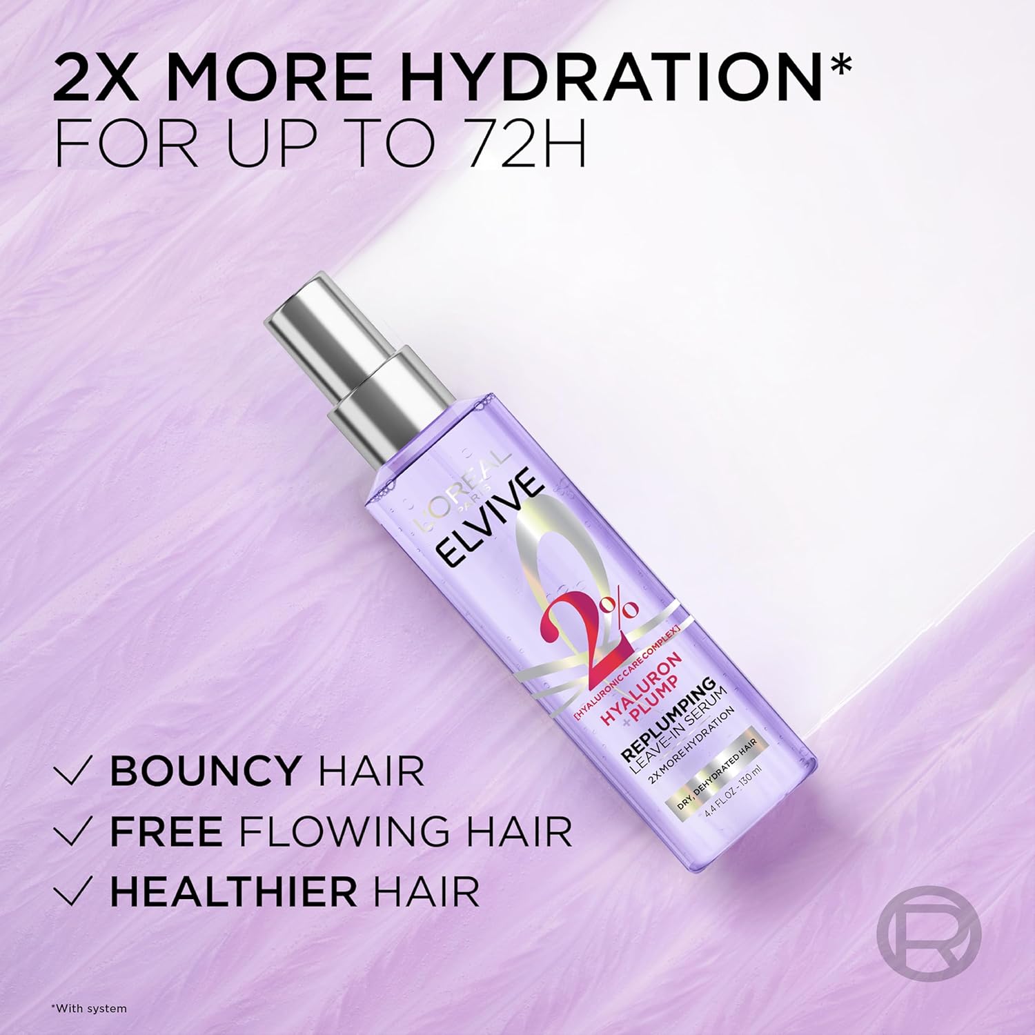L'Oreal Paris Elvive Hyaluron Plump Moisture Plump Hair Serum for Dehydrated, Dry Hair with Hyaluronic Acid Care Complex, Paraben-Free, 4.4 Fl Oz Halalzen