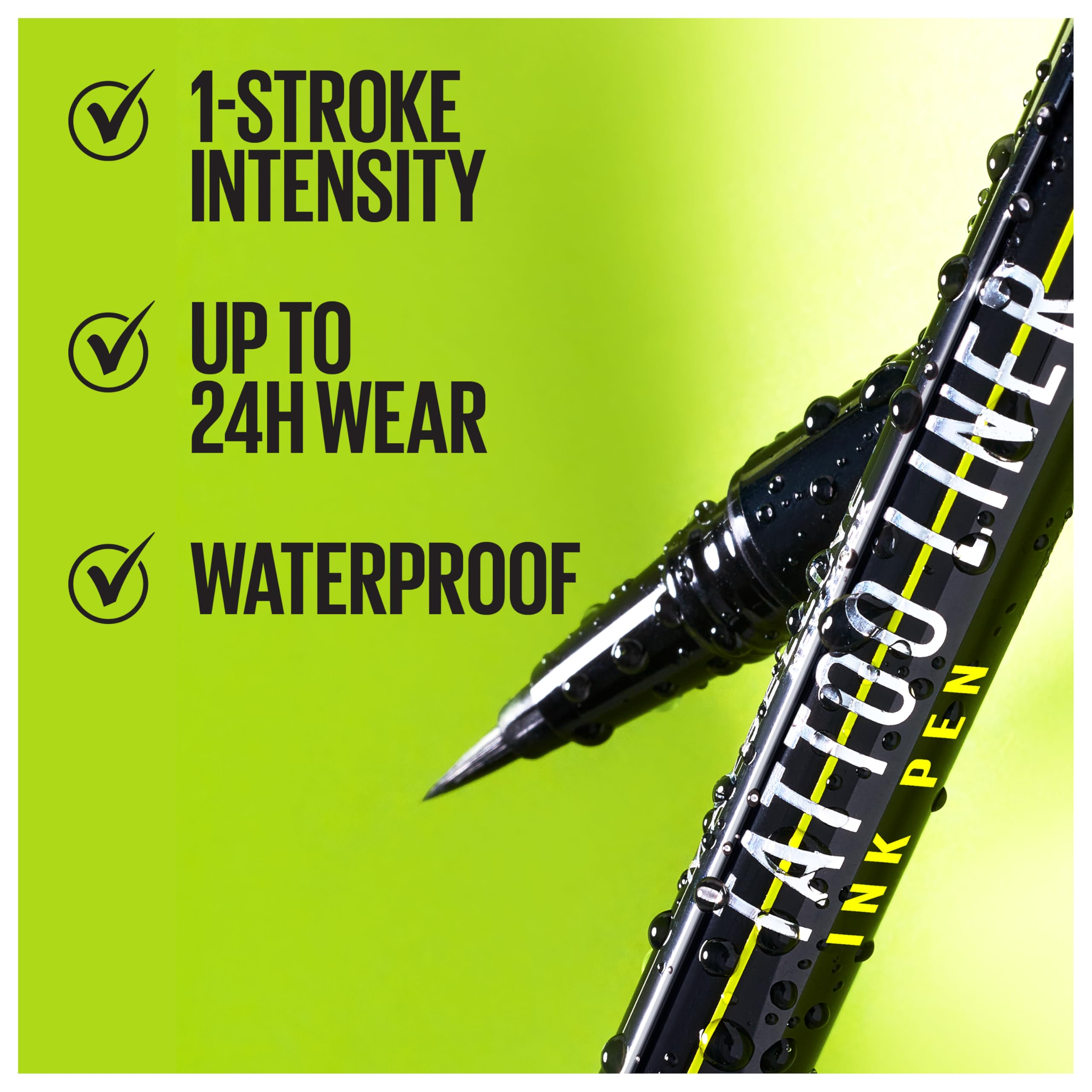 Maybelline Pen Eyeliner, Waterproof, Brush Tip Liner, Delivers Bold, Saturated, Even Impact In 1 Continuous Line, Smudge, Fade & Flake Resistant, Jet Black Halalzen