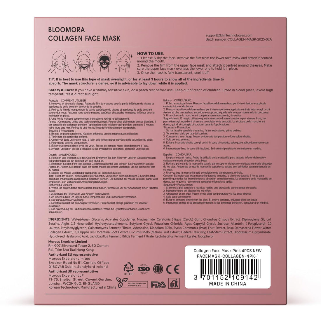 10 Pack Mixed Face Mask Set with Collagen – Hydrating Sheet Mask Skincare Set for Radiant, Fresh & Nourished Skin, Moisturising Facial Masks for Women & Men