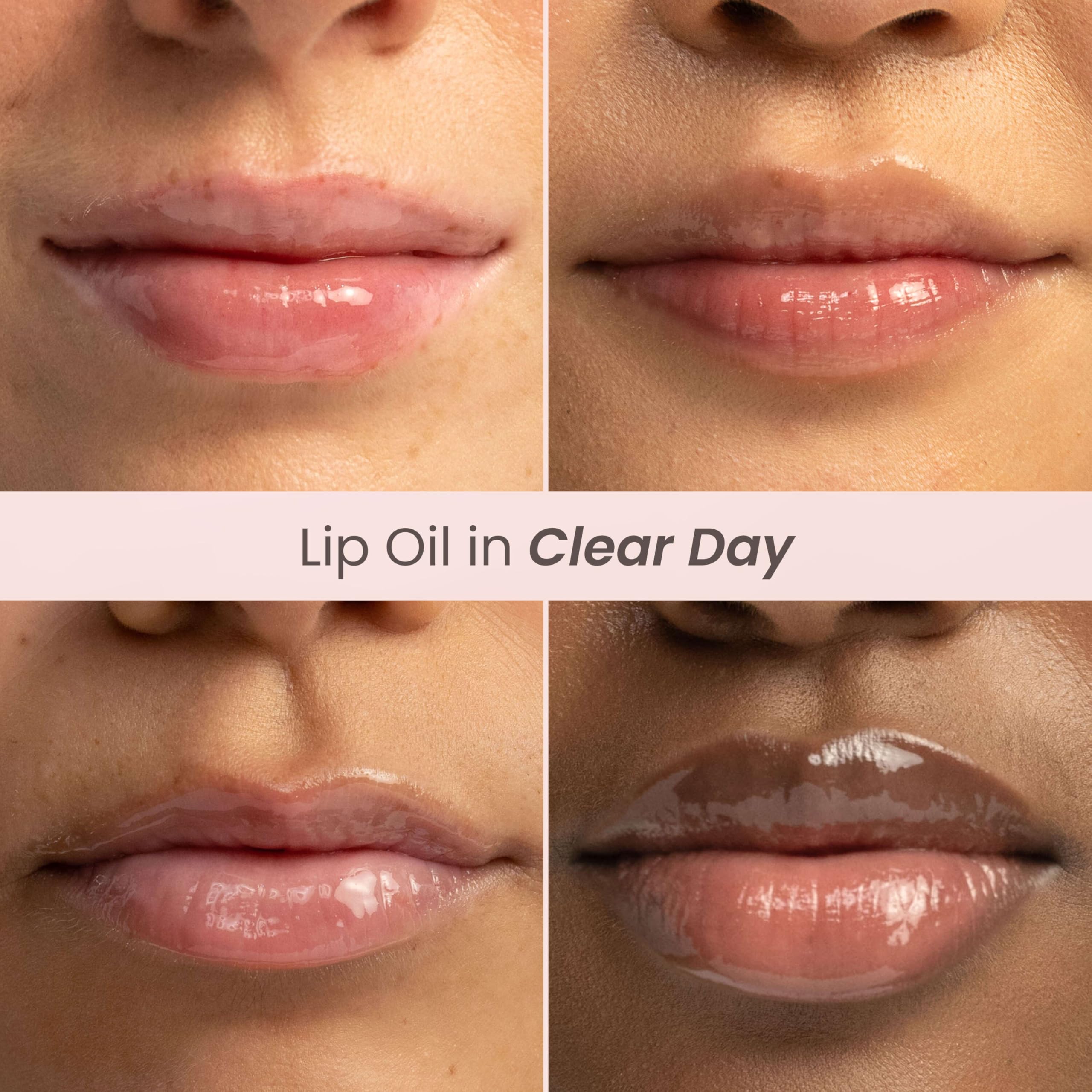 Burt's Bees Lip Oil Clear Day, Instant Hydration, Nourishes and Softens Lips, Tint Free, High Shine Finish, Responsibly Sourced Jojoba Oil, Non Sticky, Wand Applicator, 0.15 Ounce Halalzen