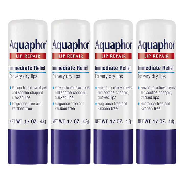 Aquaphor Lip Repair Stick with Shea Butter, Moisturizing Lip Balms, Fragrance Free and Paraben Free, Mothers Day Gifts, 0.17 Oz Stick, Pack of 4 Halalzen