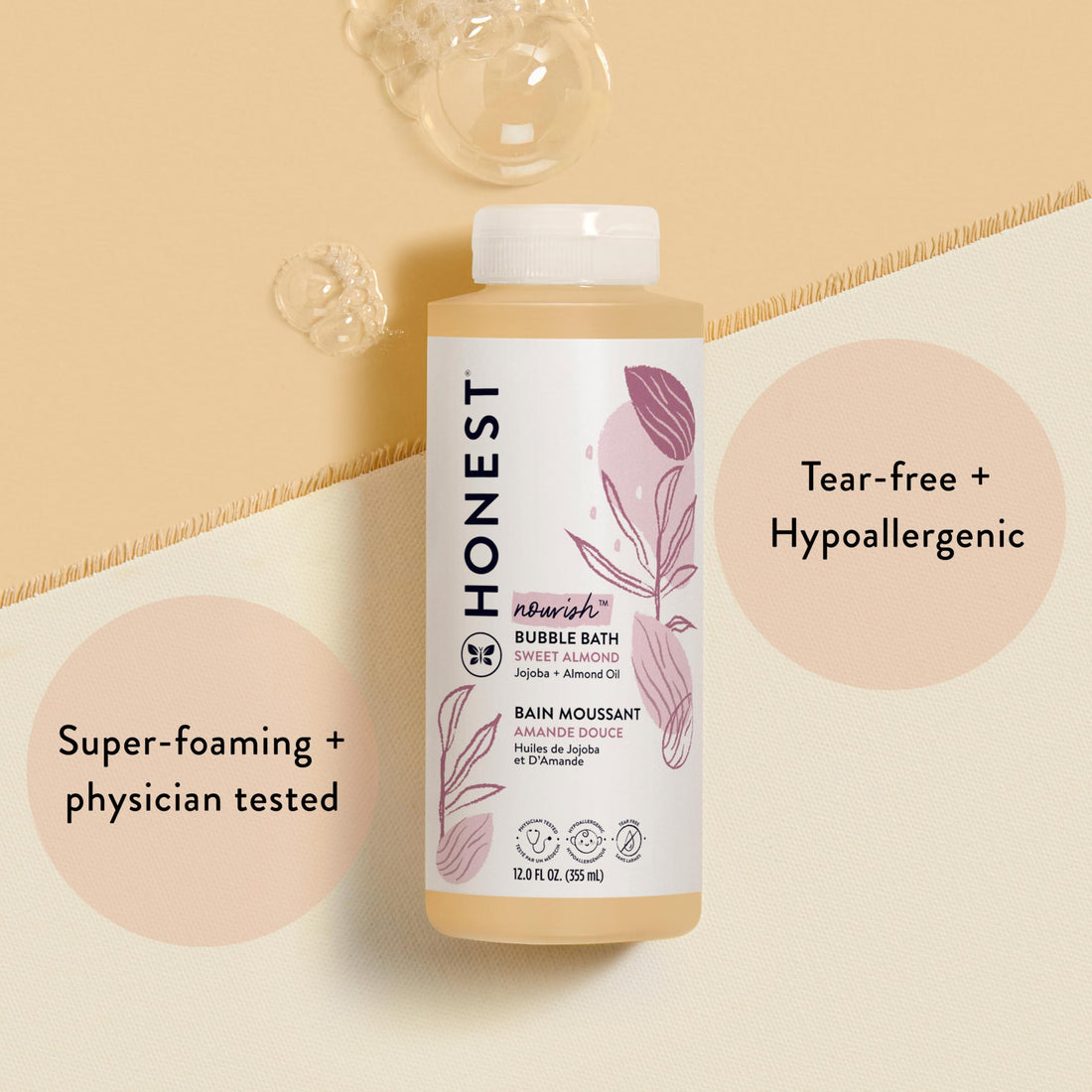 The Honest Company Foaming Bubble Bath & Baby Wash, Tear-Free, Hypoallergenic, Natural Formula, Lavender Calm Scent, 12 fl oz Halalzen