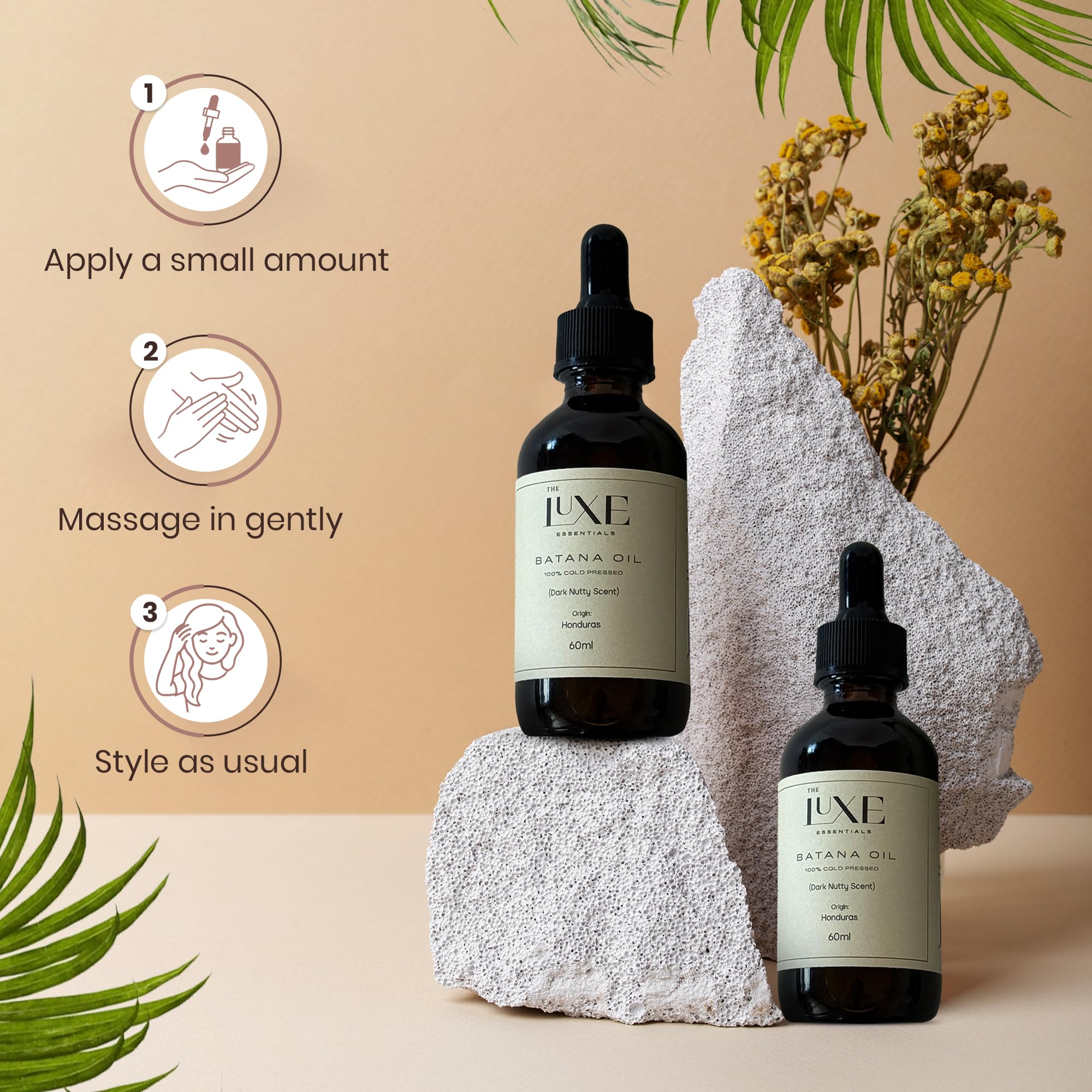 Cold Pressed Batana Oil for Hair Growth | Pure & Unrefined Natural Hair Oil, Beard & Skin Oil | Lightweight, Fast-Absorbing Moisturiser | Raw, Organic & Ethically Sourced (60 ML, Light Scented)