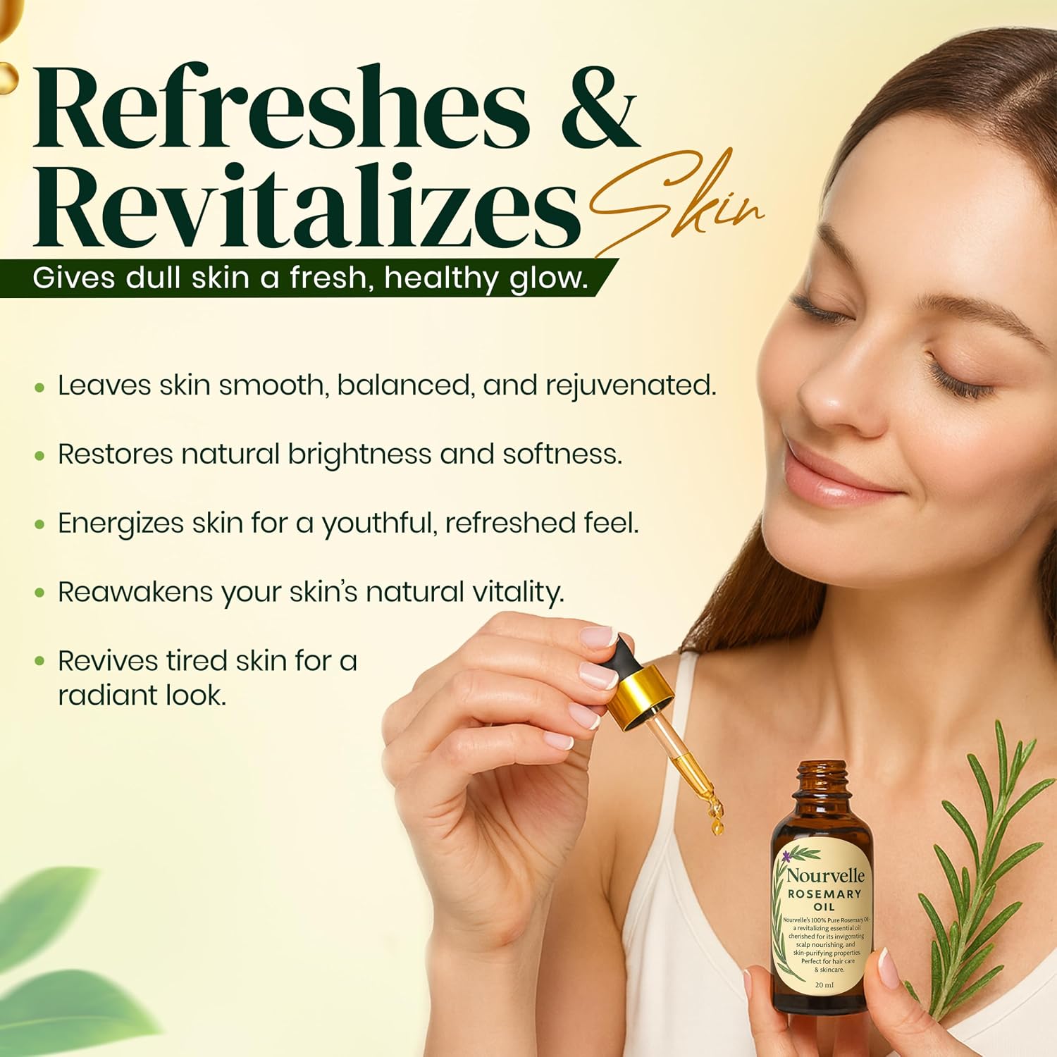 Pure Rosemary Essential Oil for Hair Growth & Scalp Health -100% Natural Undiluted Oil for Hair Loss, Skin Care & Aromatherapy - 20ml