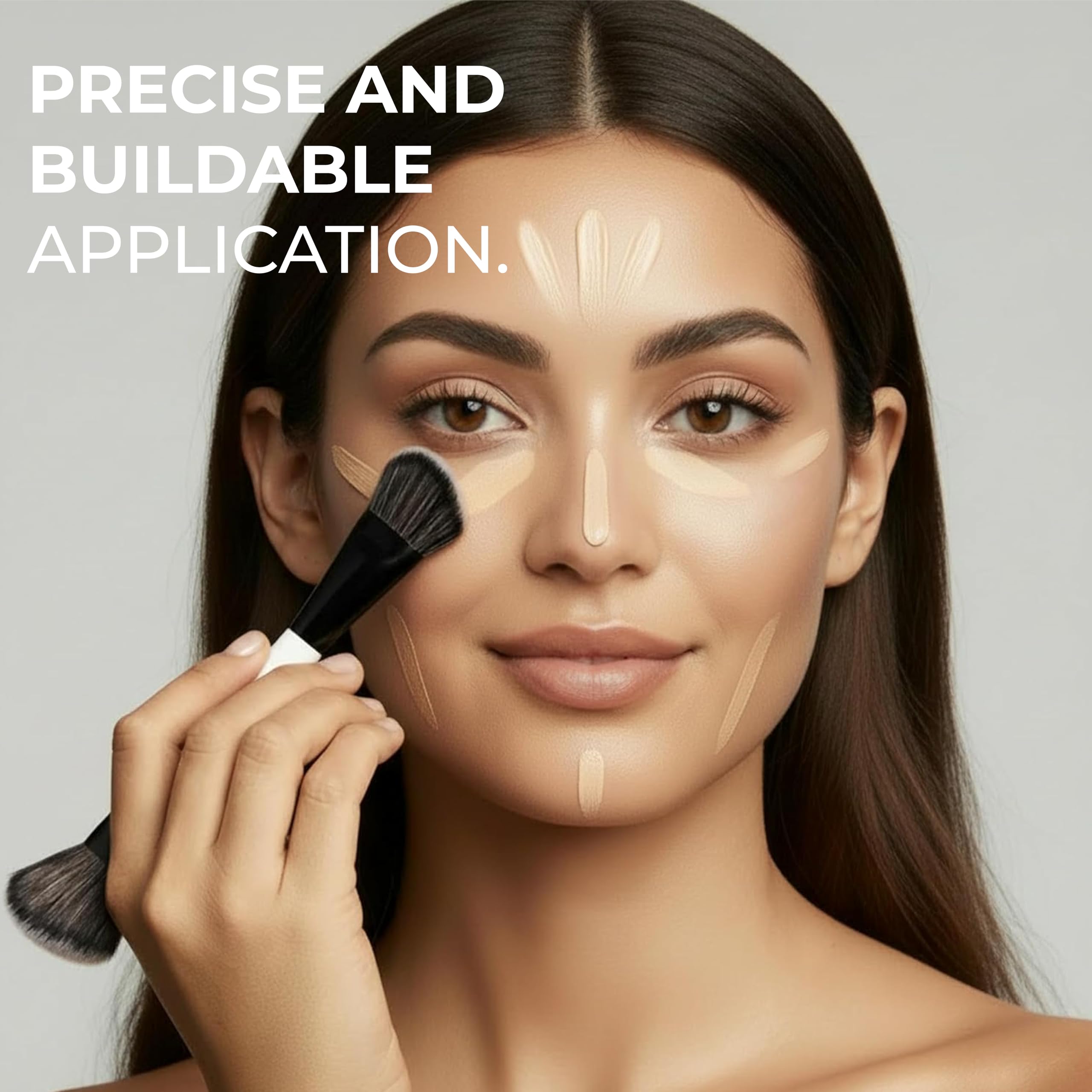 LAMORA Concealer Makeup Brush Under Eye - Angled Flat Top Kabuki Nose Contour Brush - Ideal for Concealing Blending Setting Buffing with Powder Liquid Cream Cosmetic - Small Makeup Foundation Brush Halalzen
