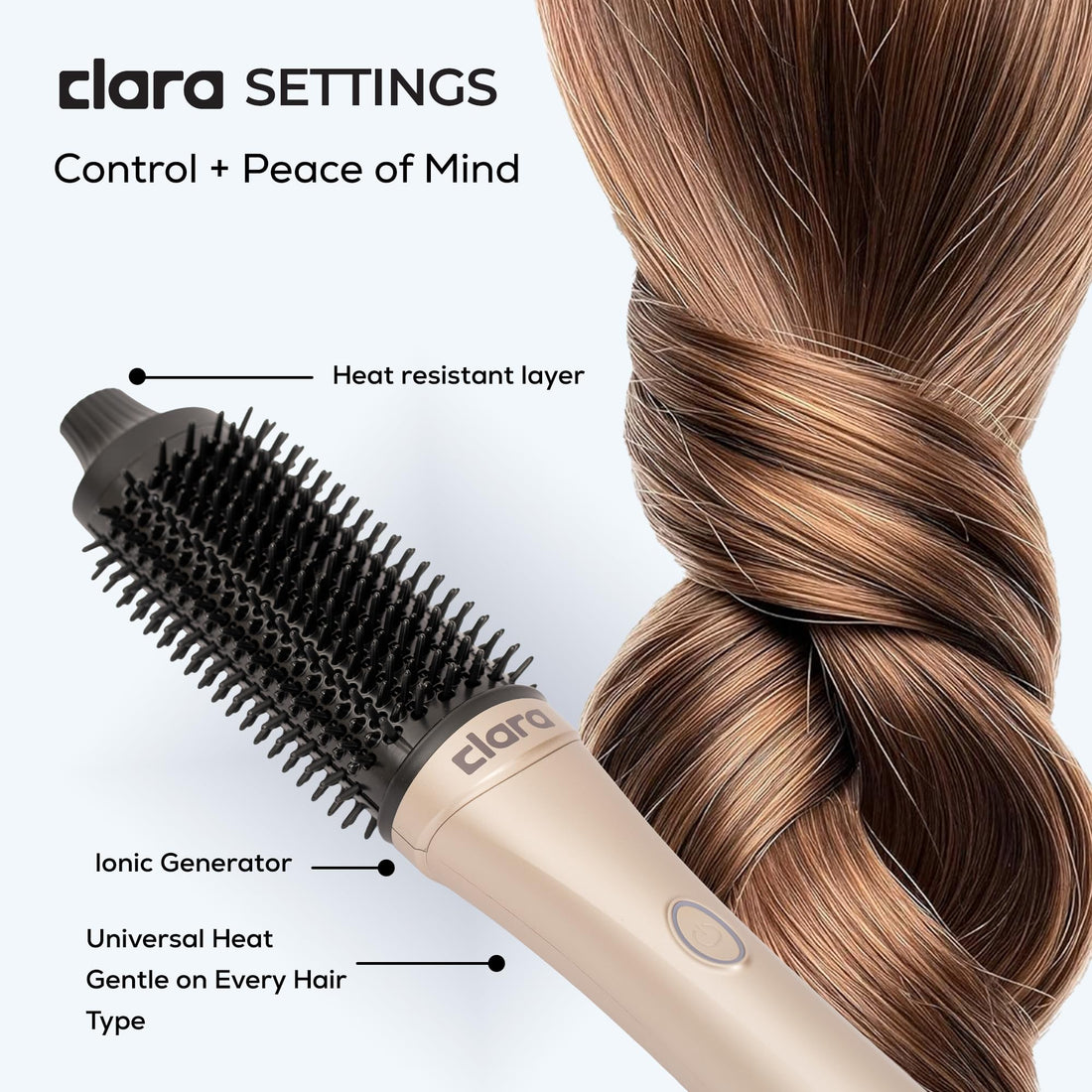 Clara Anti-Frizz Ionic Slim Hot Brush 32mm Thermal Heated Round Hair Styling Brush with 5.5mm Bristles, Triple Heat Settings, 3-in-1 Blowout, Wave & Smooth Finish Styling Tool – Black Halalzen