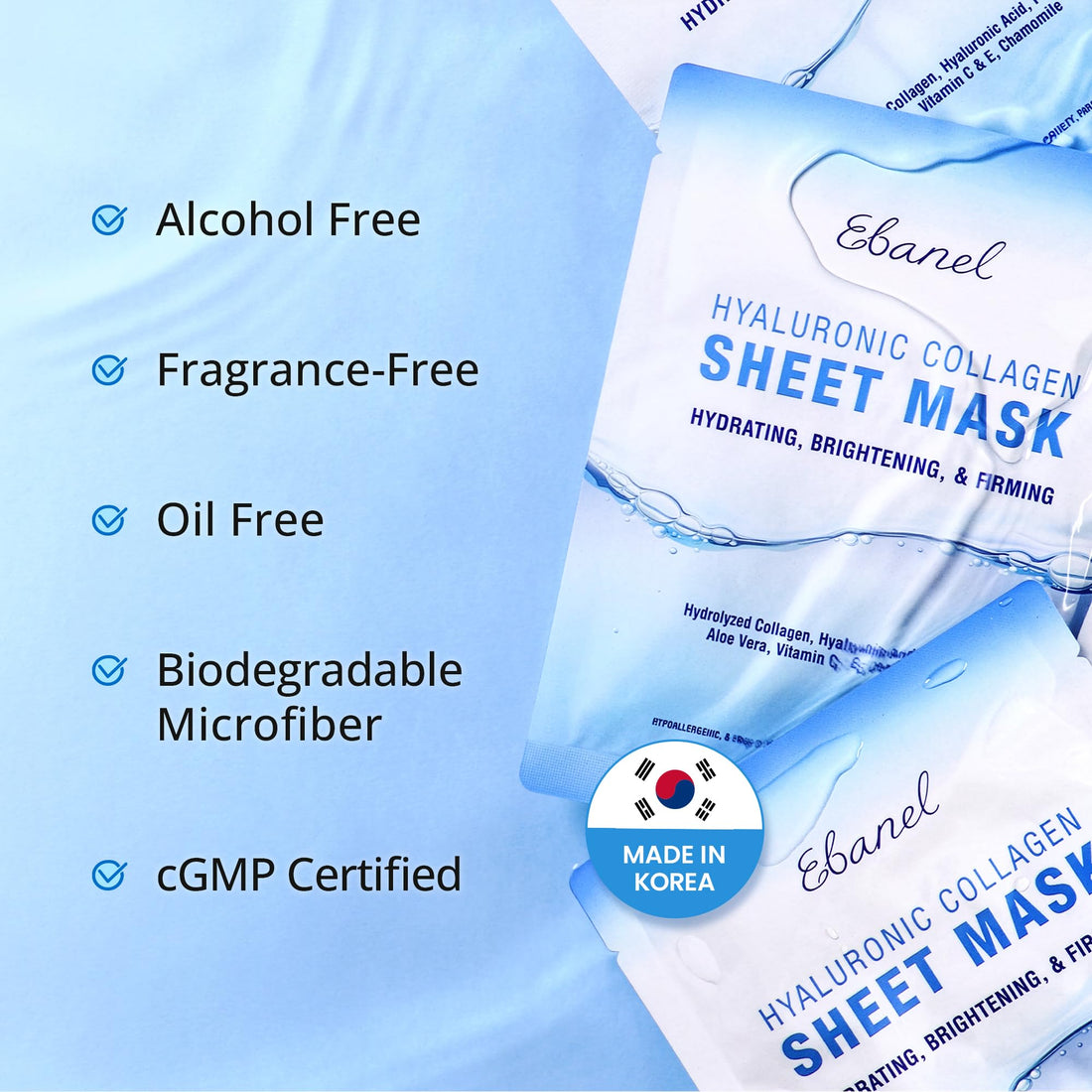 Ebanel 40 Pack Collagen Face Mask with Hyaluronic Acid, Vitamin C, Peptide, Aloe, Instant Brightening Hydrating Face Masks Skincare Korean Sheet Mask, Skin Firming, Lifting Anti Aging Facial Masks Halalzen