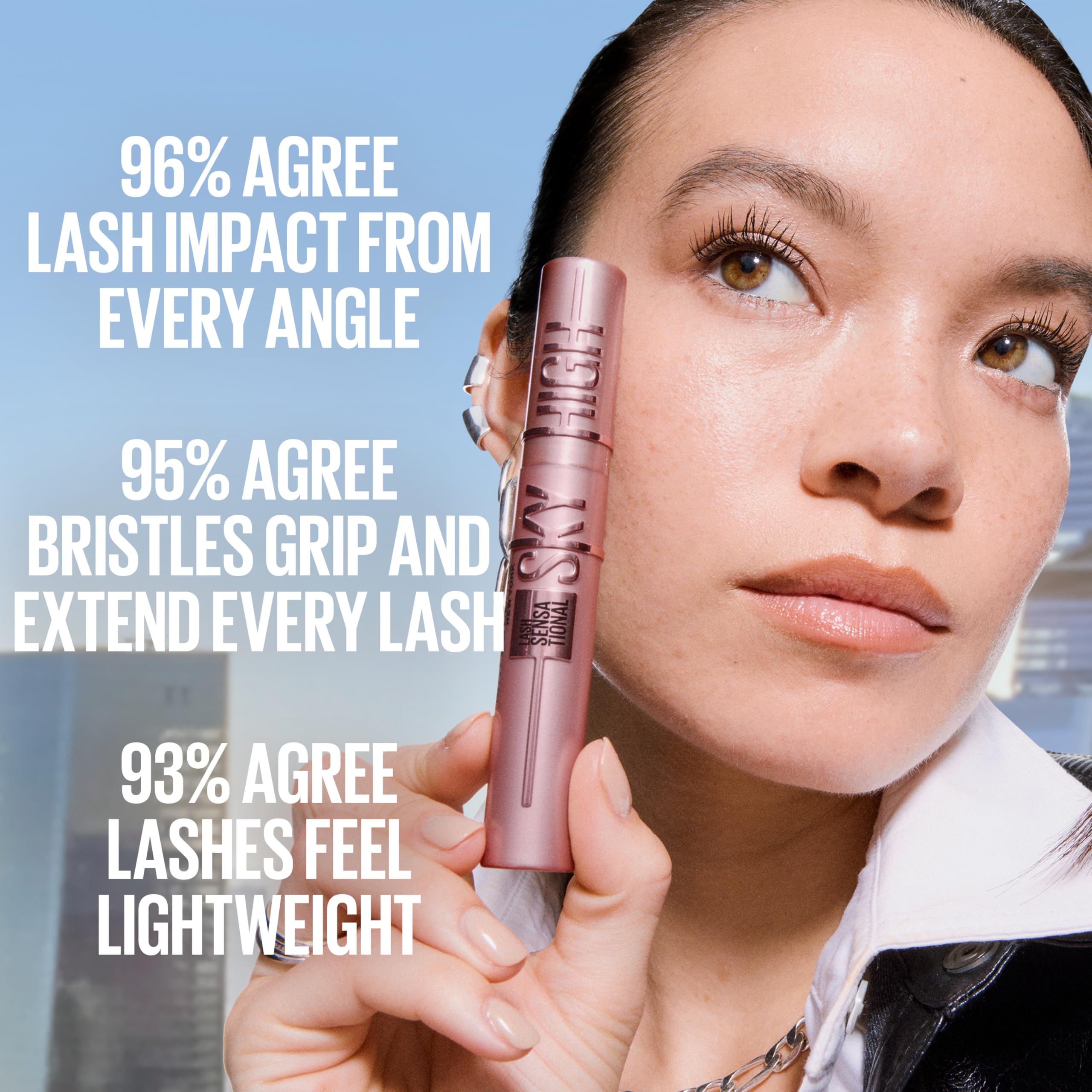 Maybelline New York Lash Sensational Sky High Mascara, Volumising & Lengthening Mascara, Washable Flake-Free Formula Infused with Bamboo Extract & Fibres, 7 ml, Shade: Brown Halalzen