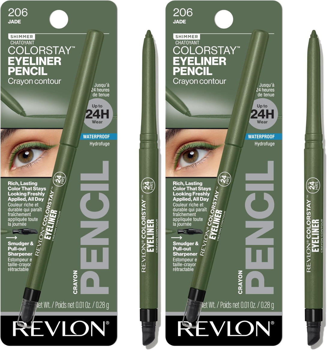 Revlon ColorStay Pencil Waterproof Eyeliner, Smudge-Proof, Eye Makeup with Built-In Sharpener, 201 Black, 2 pack