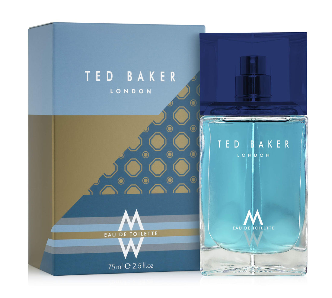 Ted Baker M Eau De Toilette Men's Fragrance Fresh Citrus Spicy Scent with Mandarin, Bergamot, Black Pepper, Amber Vetiver Musk Long Lasting EDT Spray for Men & Teens 2.5 fl oz / 75ml