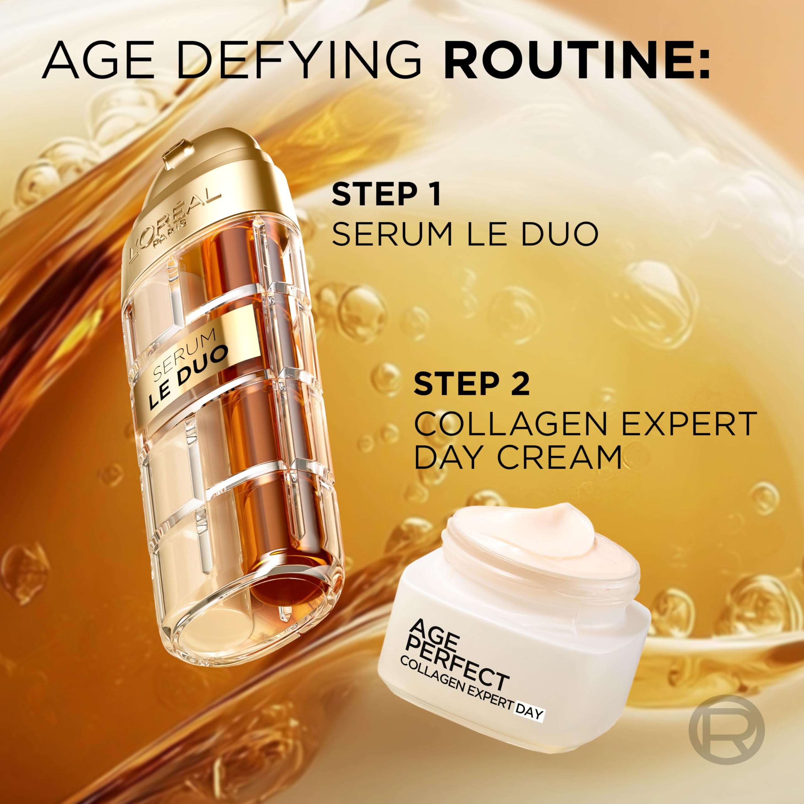 L’Oréal Paris Face Serum, Age Defying Serum Le Duo, Collagen Peptide Booster and Vitamins B3 & C*, Instant Firmness & Radiance, Clinically Proven Reverse Appearance of Upto 5 Years of Wrinkles*, 30ml Halalzen