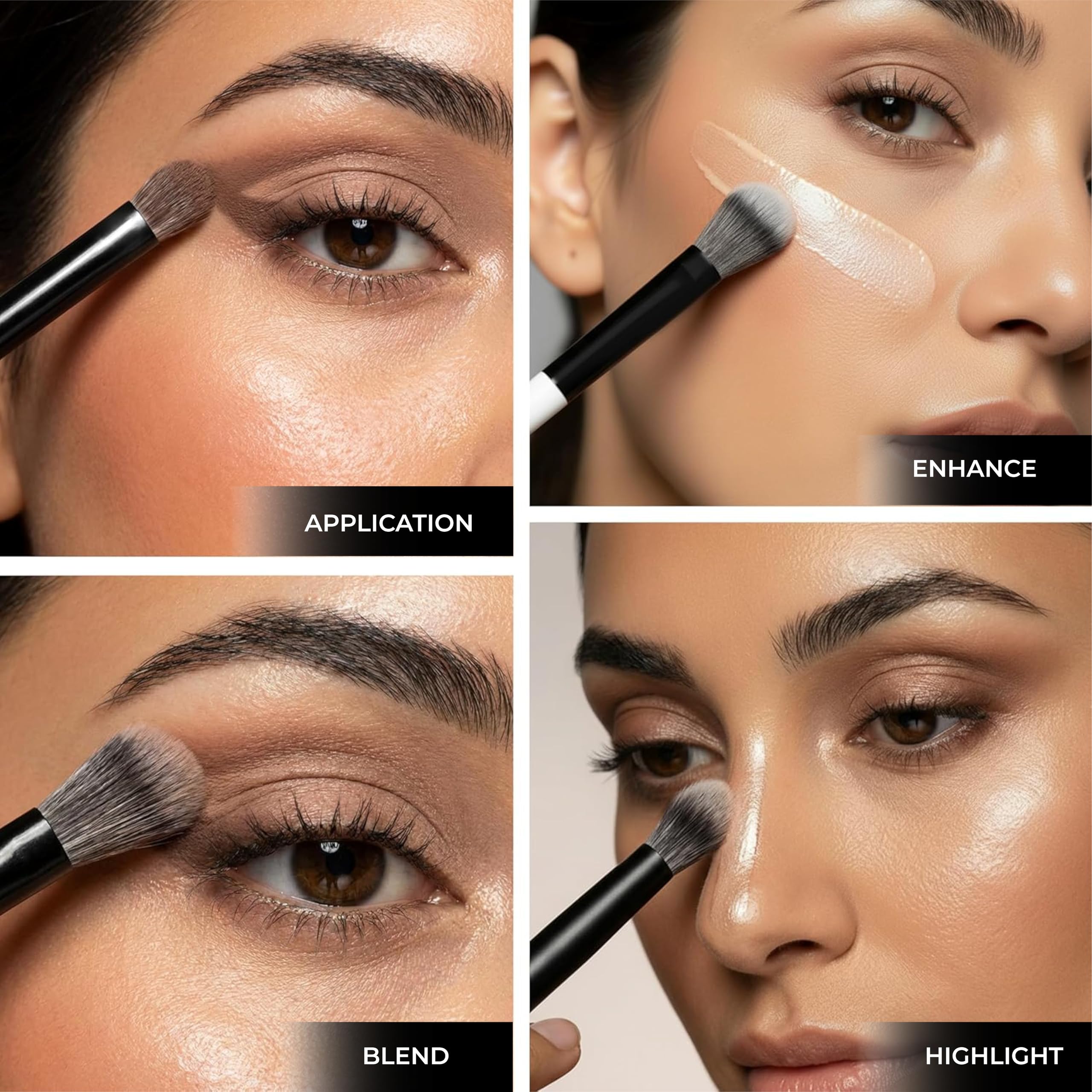 LAMORA Concealer Makeup Brush Under Eye - Angled Flat Top Kabuki Nose Contour Brush - Ideal for Concealing Blending Setting Buffing with Powder Liquid Cream Cosmetic - Small Makeup Foundation Brush Halalzen