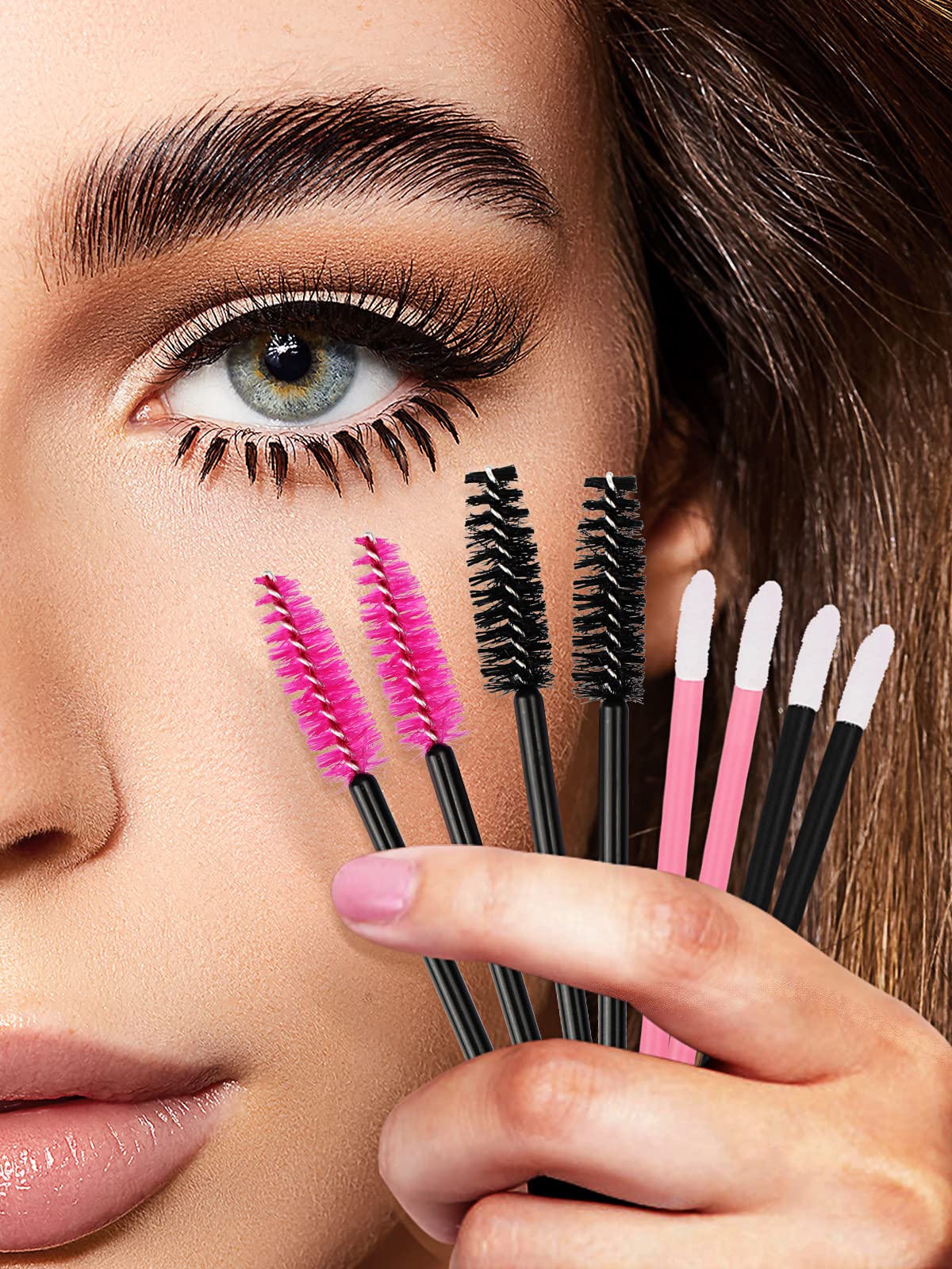 Yokilly 300PCS Disposable Mascara Wands Lip Wands Set,100Pcs Eyelash Brush/100Pcs Lip Brush/100PCS Micro Brushes,Makeup Tool Kit with Organizer Box Halalzen