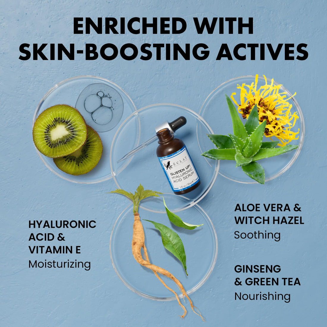 Eclat Skincare Glow Up Vitamin C Serum - Vitamin C Serum for Face with Hyaluronic Acid, Ferulic Acid & Vit E - Skin Brightening Face Care - Anti Aging, Hydrating & Dark Spot Lightening 30ml