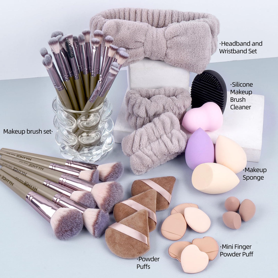 MAANGE Makeup Brushes, 51 Pcs Makeup Tool Set Multi-functional Makeup Brush Set Foundation Powder Blush Concealers Eyeshadows Make up Brushes(Champagne) Halalzen
