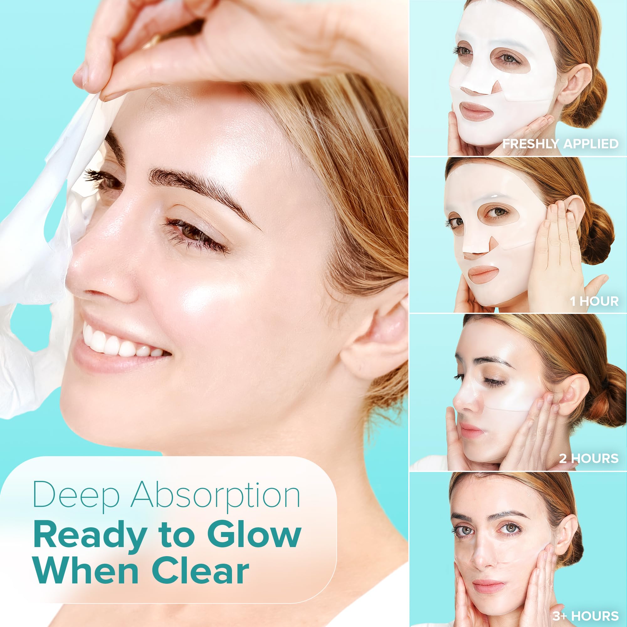 Ebanel 40 Pack Collagen Face Mask with Hyaluronic Acid, Vitamin C, Peptide, Aloe, Instant Brightening Hydrating Face Masks Skincare Korean Sheet Mask, Skin Firming, Lifting Anti Aging Facial Masks Halalzen