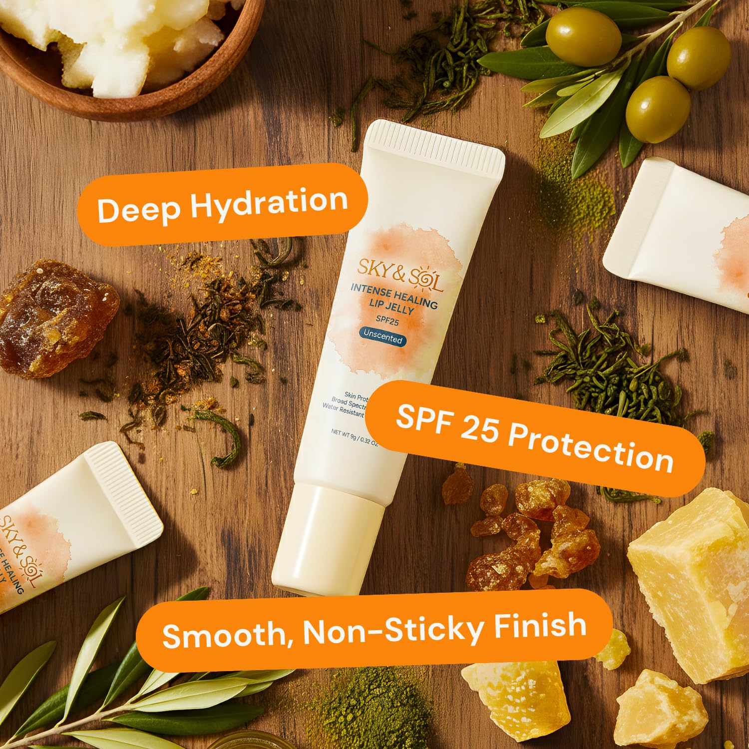 Sky & Sol Lip Balm SPF 25 – 3 Pack Natural Hydrating Lip Jelly with Broad-Spectrum Sun Protection and Primer, Water-Resistant for Smooth, Plump & Rosy Lips. Halalzen
