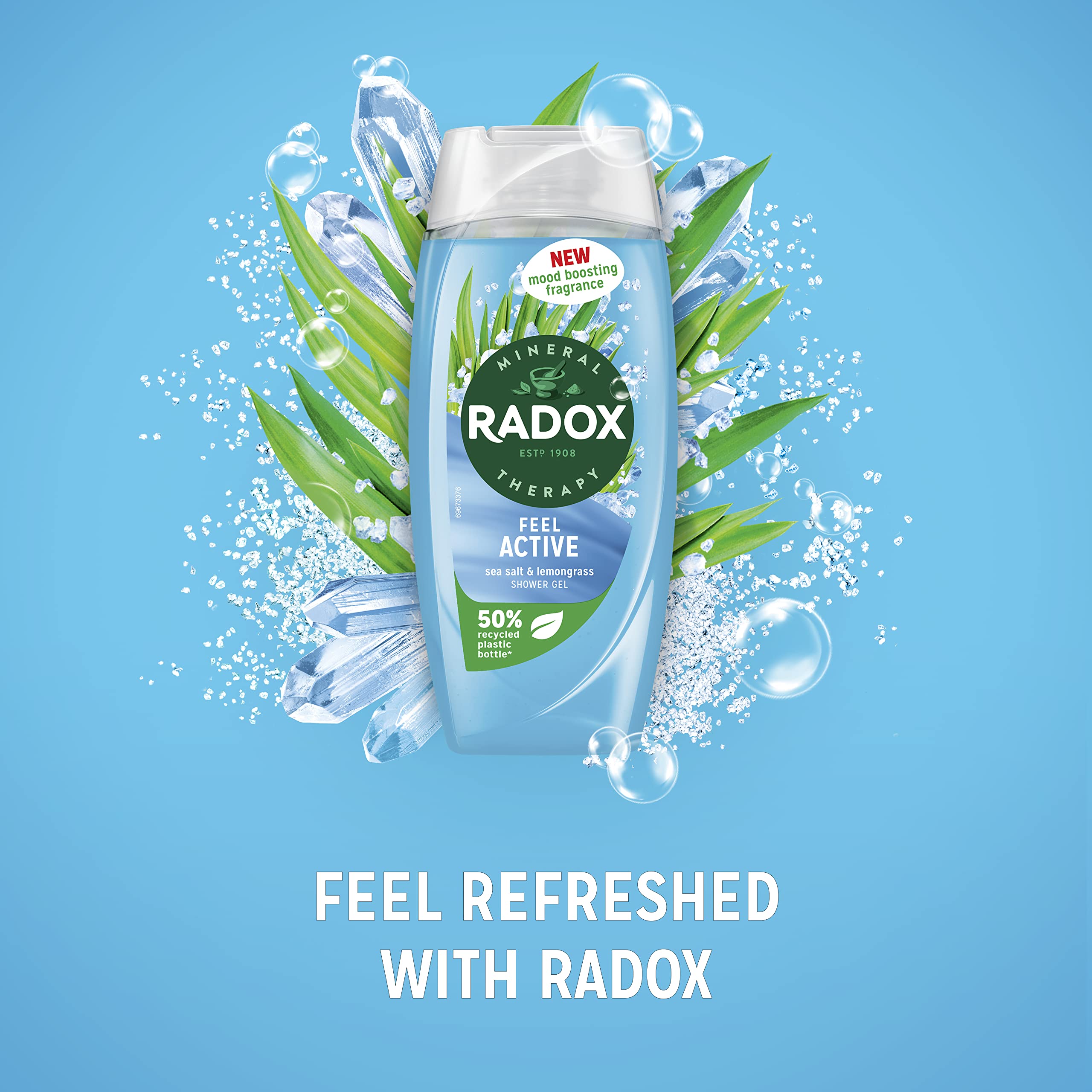 Radox Mineral Therapy Feel Active shower gel with a sea salt & lemongrass fragrance body wash for a refreshing experience 225 ml