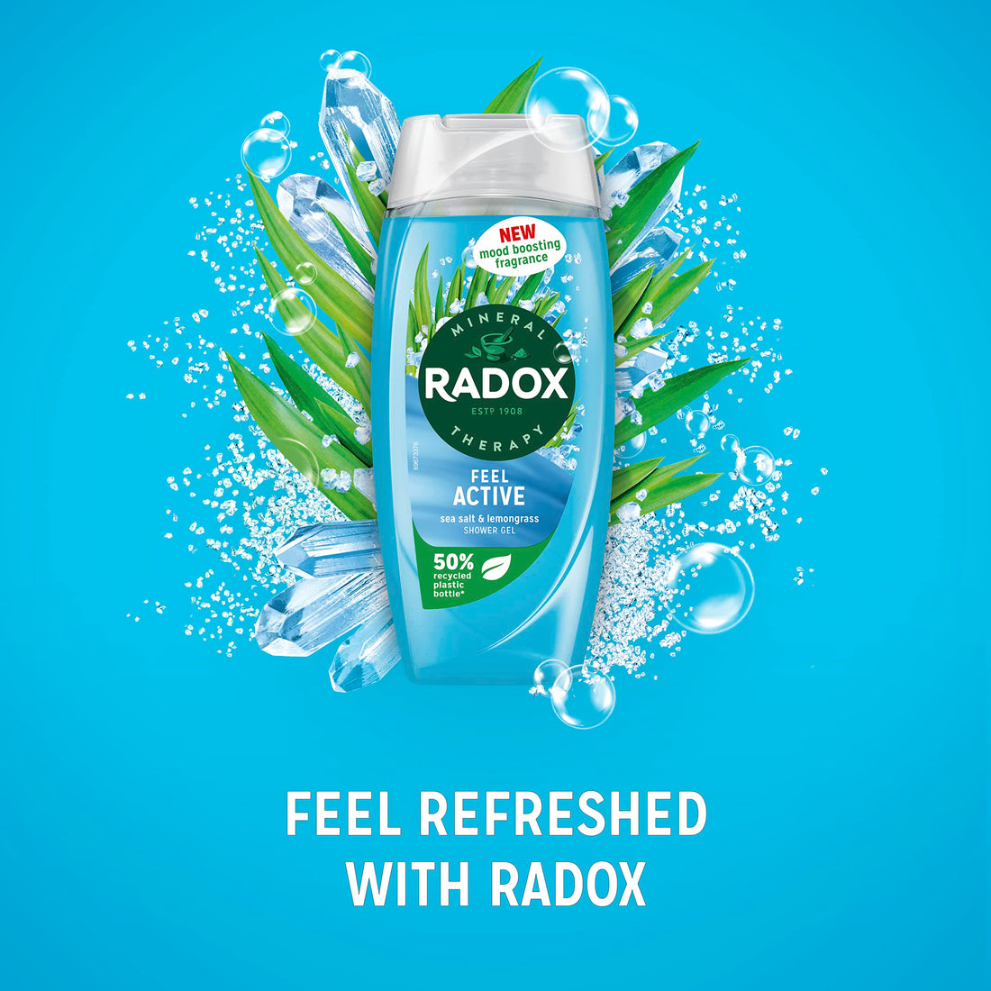 Radox Mineral Therapy Feel Active shower gel with a sea salt & lemongrass fragrance body wash for a refreshing experience 225 ml
