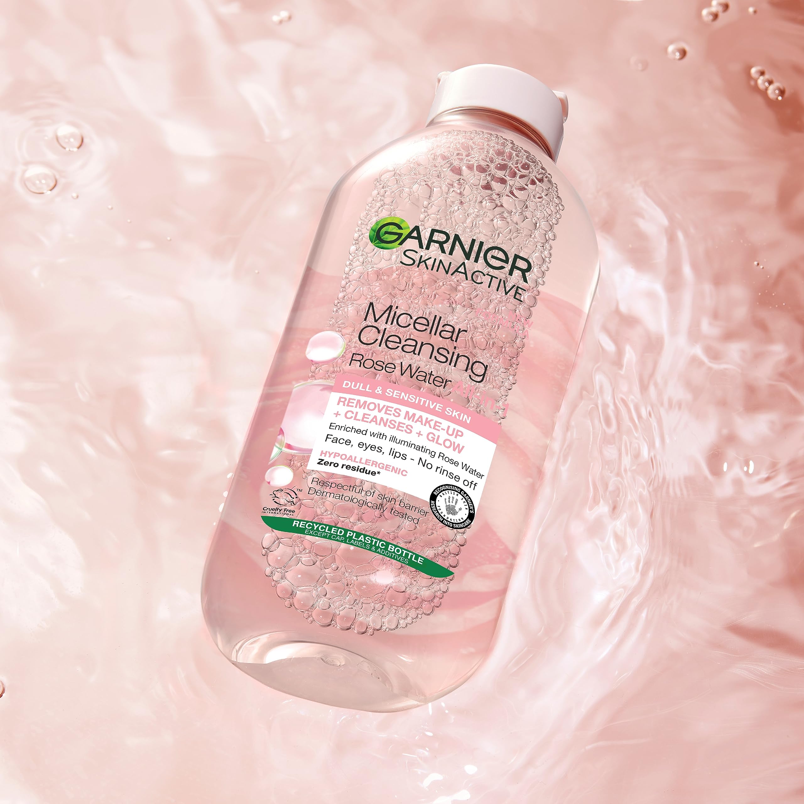 Garnier Micellar Rose Cleansing Water 700ml, Gentle face Cleanser & Makeup Remover, Hypoallergenic. Vegan Formula, Suitable For Dull And Sensitive Skin, Glow Boosting Formula, Dermatologically Tested Halalzen