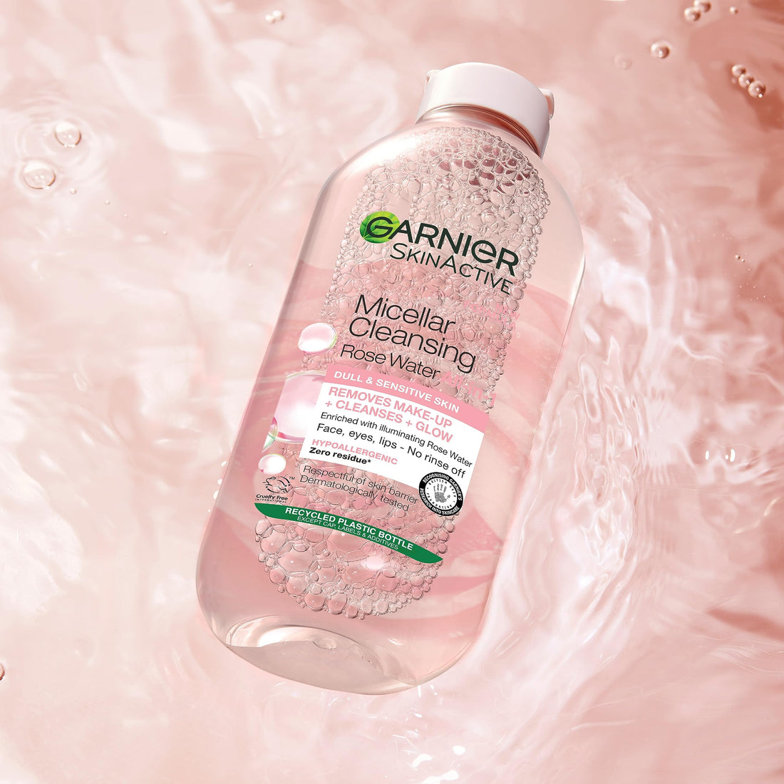 Garnier Micellar Rose Cleansing Water 700ml, Gentle face Cleanser & Makeup Remover, Hypoallergenic. Vegan Formula, Suitable For Dull And Sensitive Skin, Glow Boosting Formula, Dermatologically Tested Halalzen