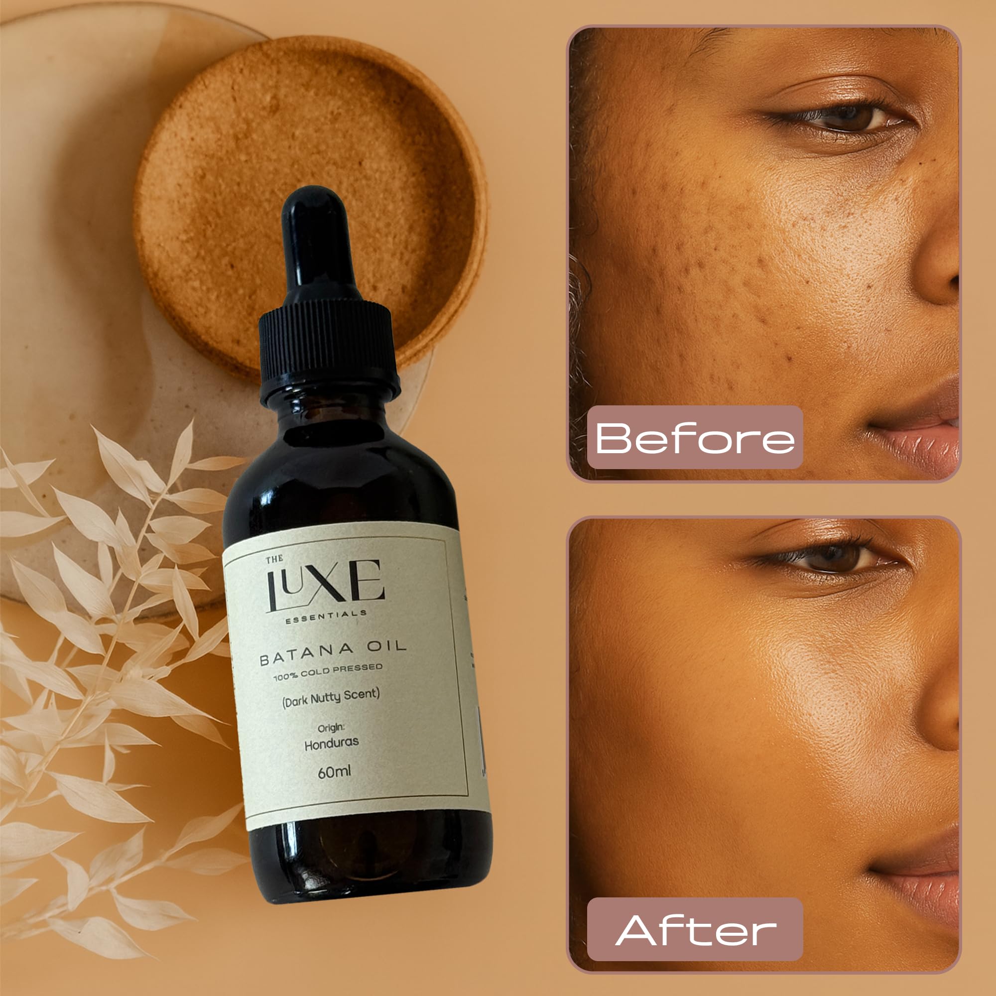 Cold Pressed Batana Oil for Hair Growth | Pure & Unrefined Natural Hair Oil, Beard & Skin Oil | Lightweight, Fast-Absorbing Moisturiser | Raw, Organic & Ethically Sourced (60 ML, Light Scented)