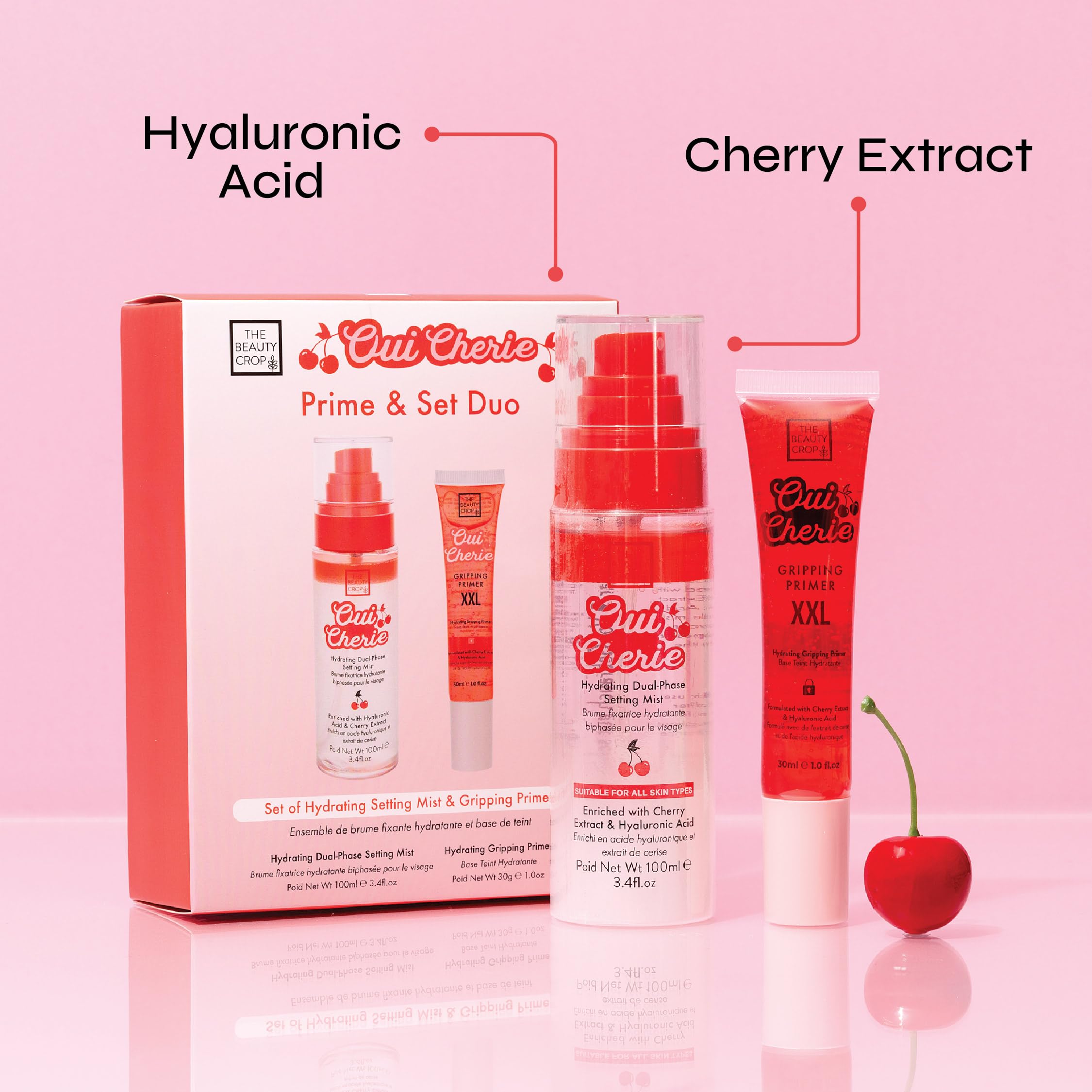 The Beauty Crop Oui Cherie Mist - Hydrating Dual-Phase Setting Spray with Cherry Extract and Hyaluronic Acid, Vegan Friendly - 100 ml Halalzen