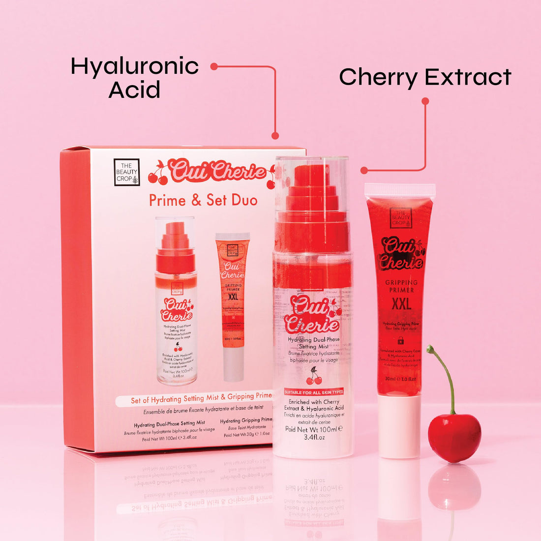 The Beauty Crop Oui Cherie Mist - Hydrating Dual-Phase Setting Spray with Cherry Extract and Hyaluronic Acid, Vegan Friendly - 100 ml Halalzen