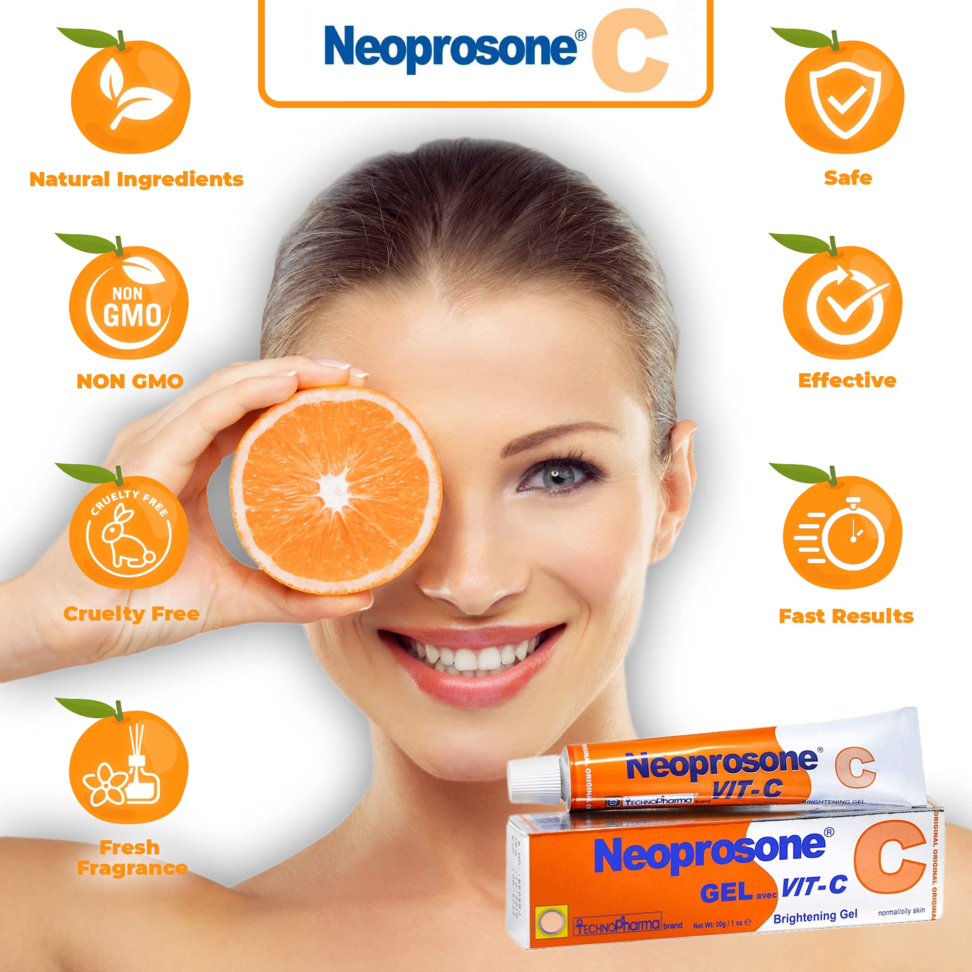 Neoprosone Skin Brightening Gel Cream | 1 Fl oz / 30 ml | For Intimate Parts, Private Areas, Body, Knees, Underarm, Elbows | with Vitamin C and Alpha Arbutin