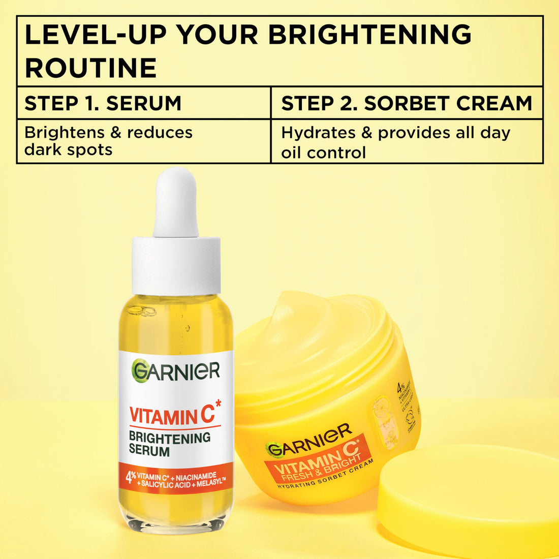 Garnier Vitamin C Serum for Face, Brightening Serum with 4% Vitamin C + Niacinamide + Salicylic Acid, Dark Spot Reducer and Evens Skin Tone, Suitable for Sensitive Skin, 30ml