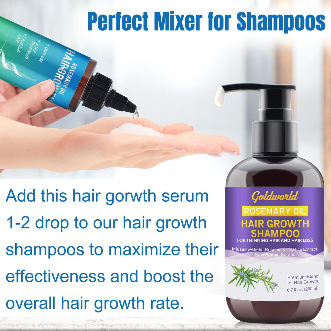 Rosemary Oil for Hair Growth,2x120ml Diluted Rosemary Oil and Hair Serum for Dry Damaged Hair,Proven Hair Loss Treatment & Hair Thickening Products