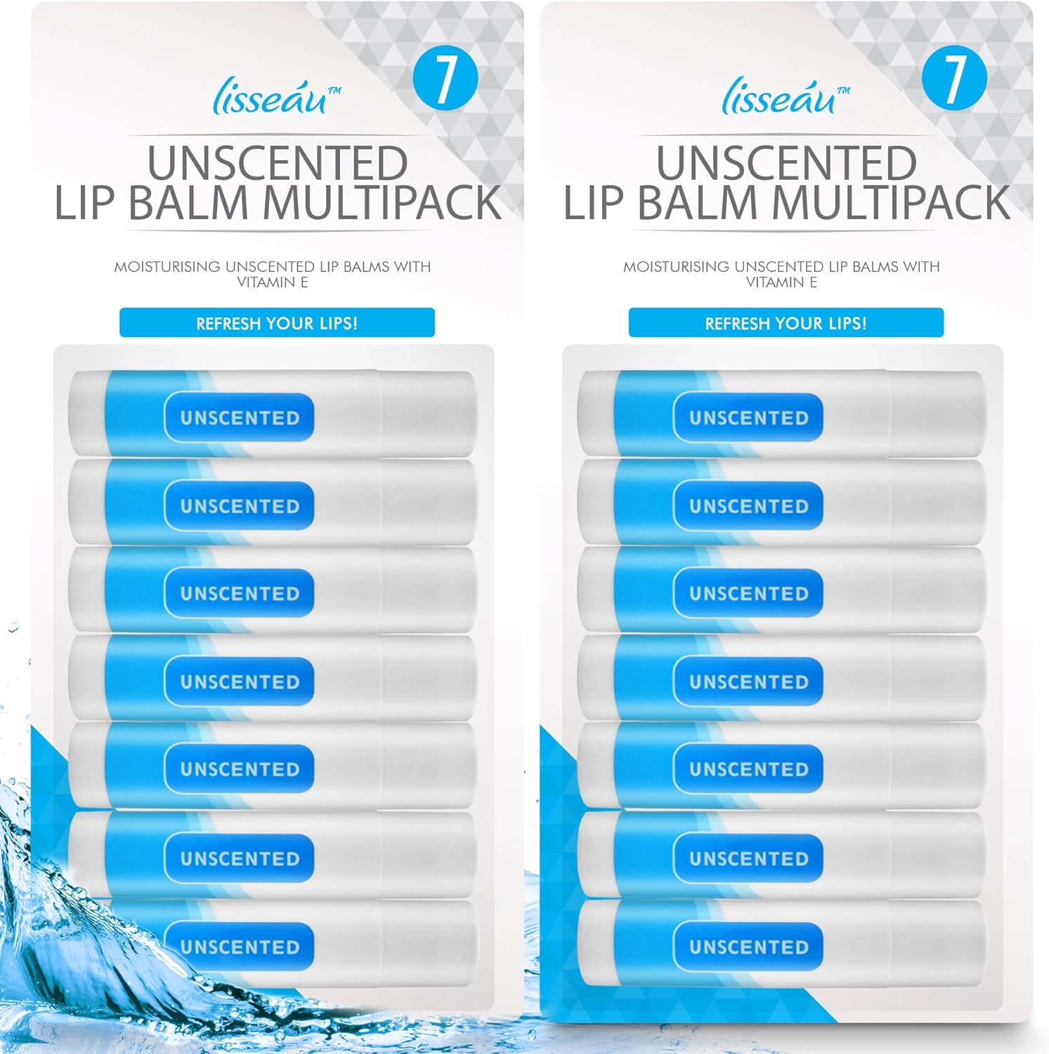 SOL 14pk Unscented Lipbalm Multipack - Moisturiser & Hydrating Lip Balm for Men and Women, Repair for Dry, Chapped Lips With Vitamin E, Long-Lasting Lip Care Sticks for Home, Office, or On-the-Go Use