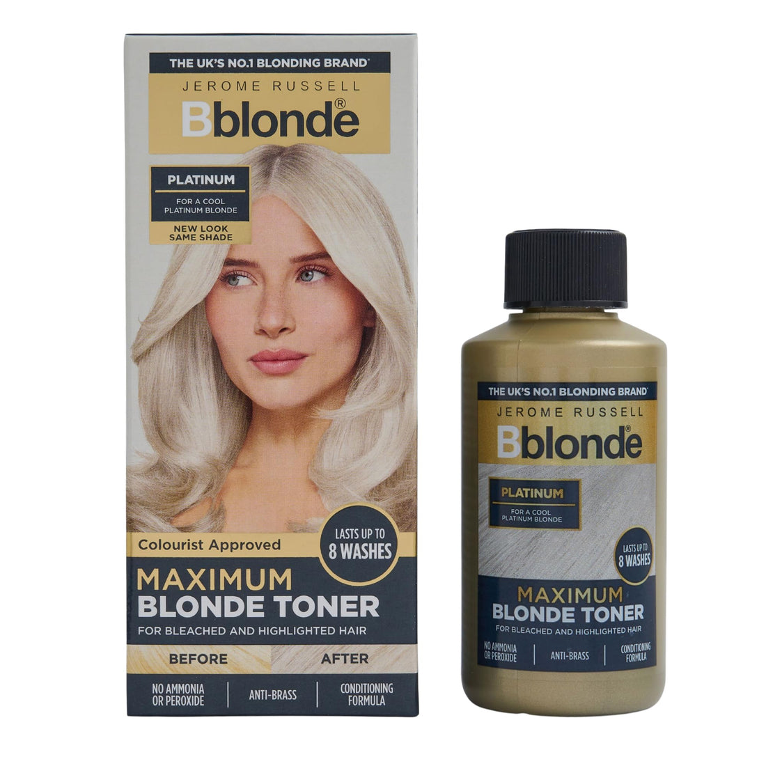 Jerome Russell Bblonde SILVER Hair Toner | Non-Permanent Violet Toner | Neutralises Yellow & Brassy Tones | Salon-Quality Cool Blonde Results | Vegan | 75ml