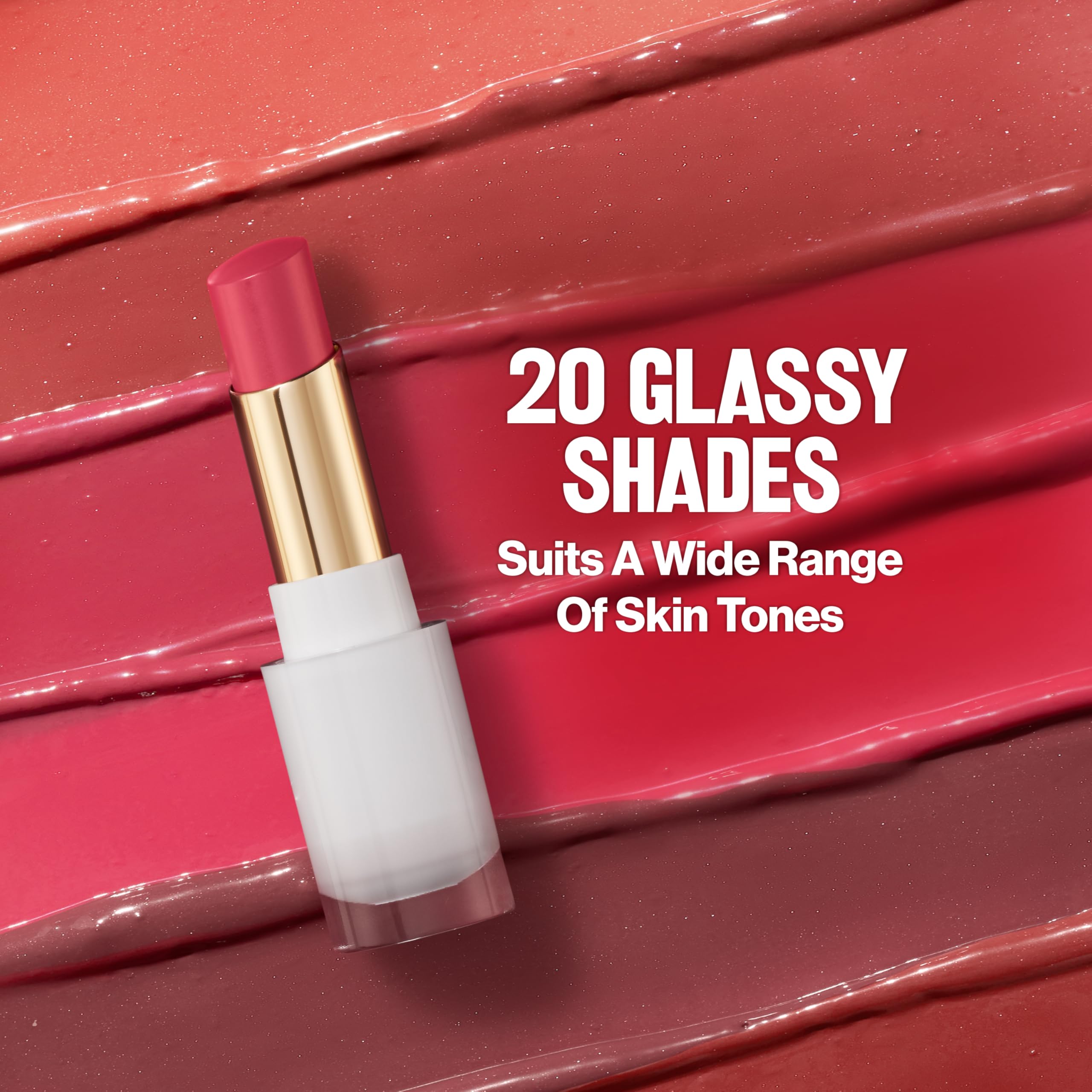 REVLON Super Lustrous Glass Shine Balm, Hydrating Tinted Lip Balm with Hyaluronic Acid, Aloe & Rose Quartz, 008 Rum Raisin, 0.11 oz