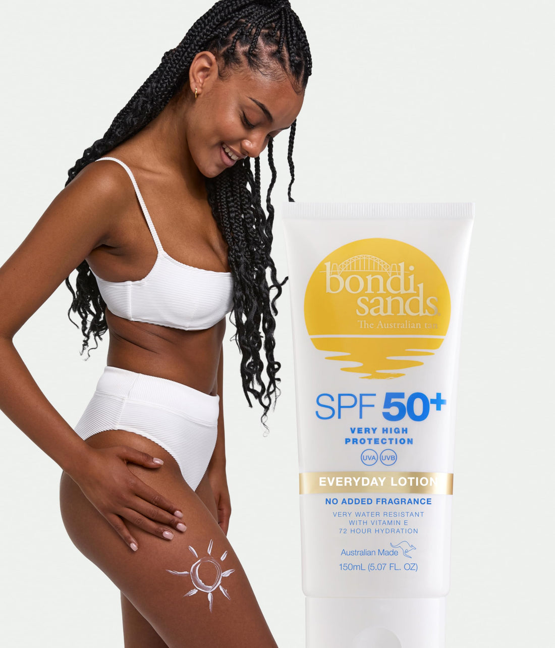 Bondi Sands Fragrance Free Sunscreen Lotion SPF 50+ | Non-Greasy Broad-Spectrum Formula Moisturises, Soothes, and Protects Skin, Water Resistant Up To 4 Hours + Cruelty Free | 150 mL/5.07 Oz