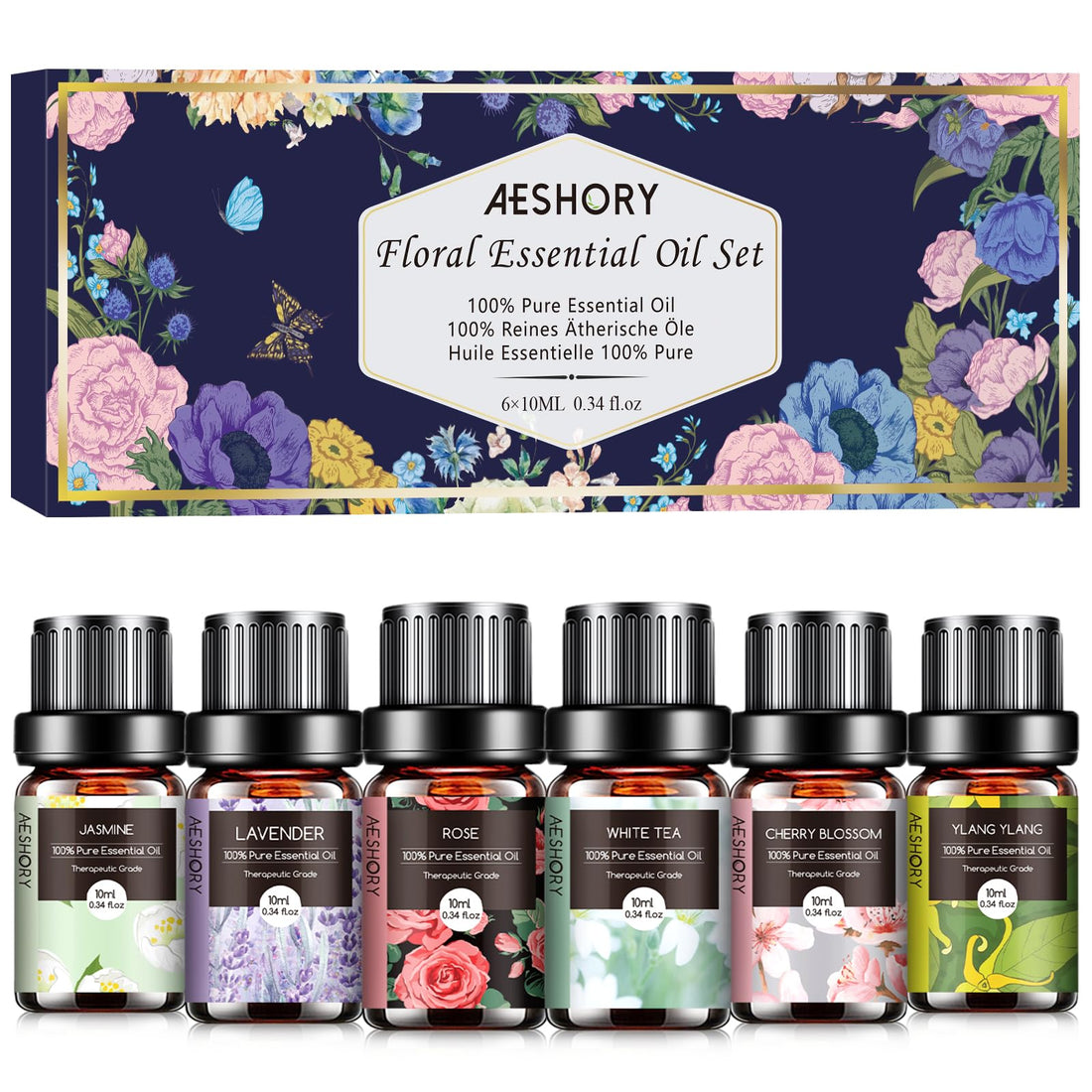 AESHORY 6 x 10ml Hotel Essential Oils Set, Premium Luxury Aroma Oil Scented Oil for Diffuser for Home, Humidifier, Candle Making, Air Freshening