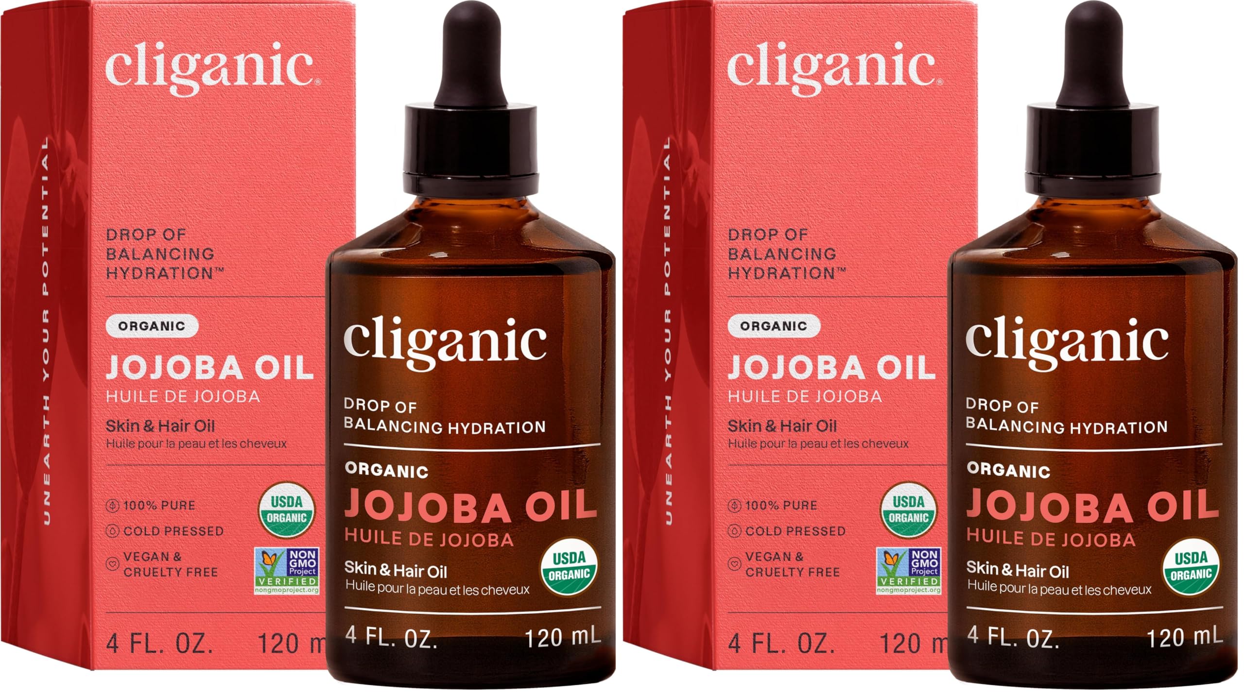 Cliganic Organic Jojoba Oil, 100% Pure (4oz) | Moisturizing for Face, Hair, Skin & Nails | Natural Cold Pressed Hexane Free | Base Carrier Oil Halalzen