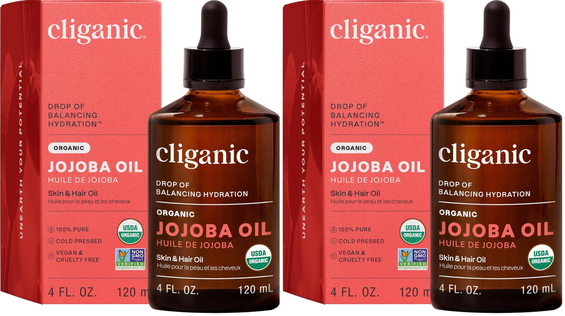 Cliganic Organic Jojoba Oil, 100% Pure (4oz) | Moisturizing for Face, Hair, Skin & Nails | Natural Cold Pressed Hexane Free | Base Carrier Oil Halalzen