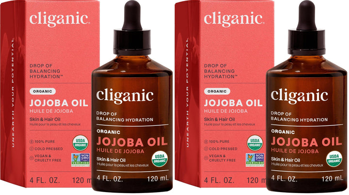 Cliganic Organic Jojoba Oil, 100% Pure (4oz) | Moisturizing for Face, Hair, Skin & Nails | Natural Cold Pressed Hexane Free | Base Carrier Oil Halalzen