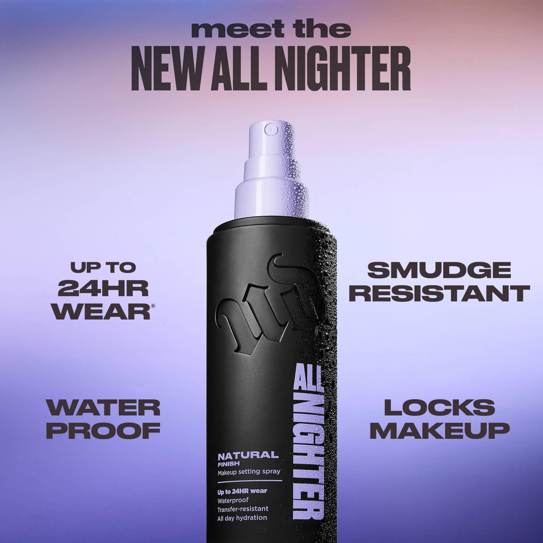 Urban Decay All Nighter Waterproof Makeup Setting Spray Natural Finish, Up to 24hr Wear, +22% Finer Mist, Hydrating, Sweat & Transfer Resistant Halalzen